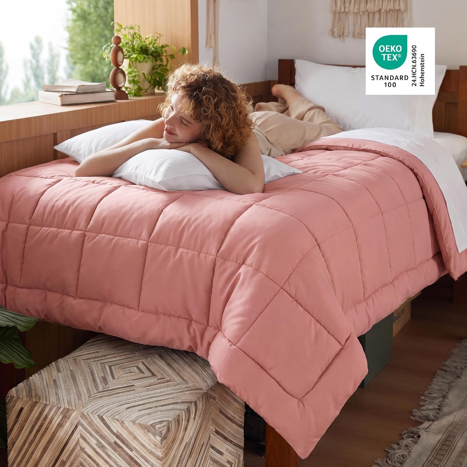 image:imageBedsure Comforter Duvet Insert Quilted Comforters Queen Size All Season Duvet GentleSoft Down Alternative Bedding Blanket with 8 Tabs Gifts for WomenMen White Queen 88 x 88 InchesDusty Pink