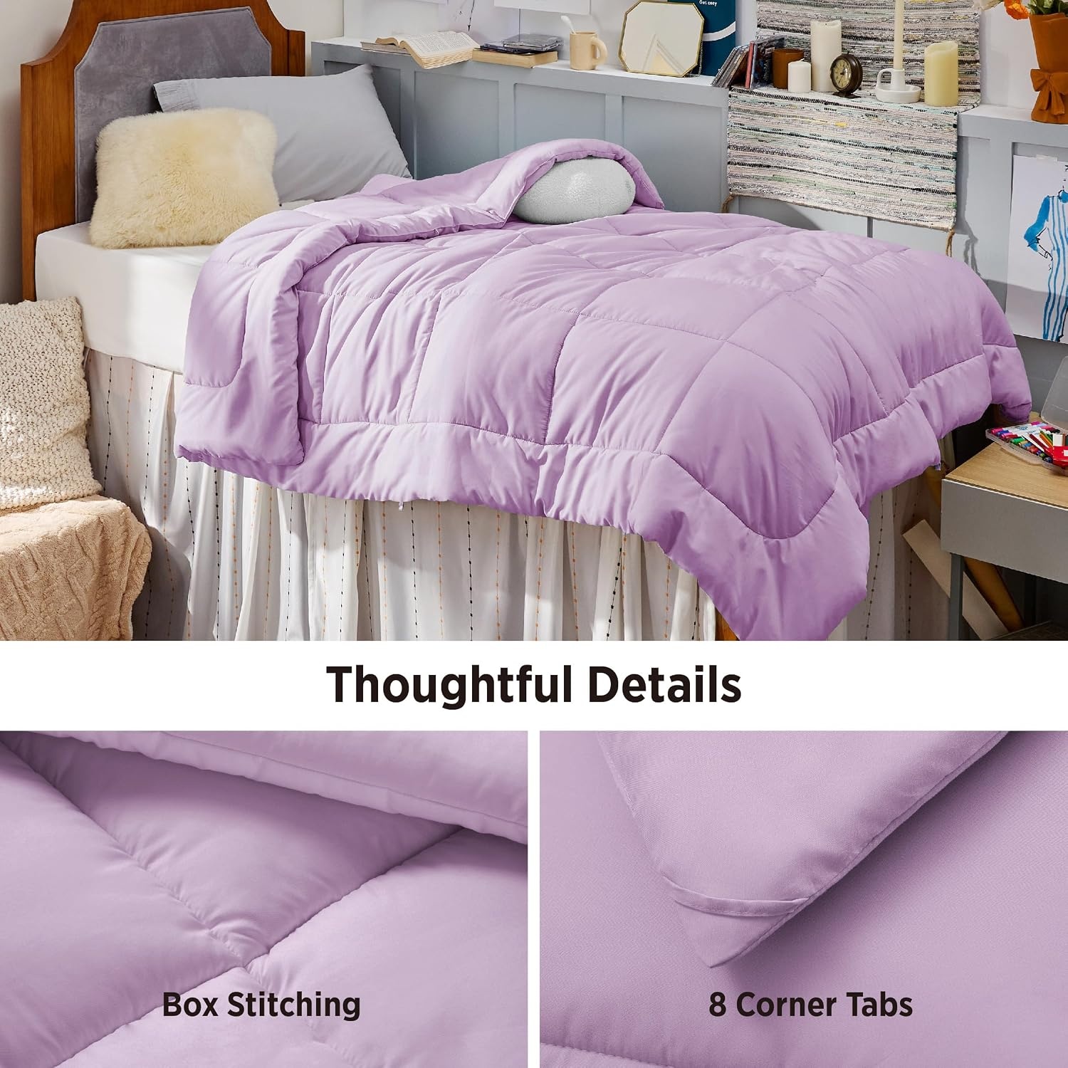 image:imageBedsure Comforter Duvet Insert Quilted Comforters Queen Size All Season Duvet GentleSoft Down Alternative Bedding Blanket with 8 Tabs Gifts for WomenMen White Queen 88 x 88 InchesLight Purple