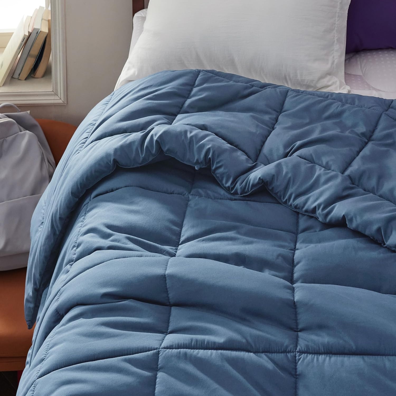 image:imageBedsure Comforter Duvet Insert Quilted Comforters Queen Size All Season Duvet GentleSoft Down Alternative Bedding Blanket with 8 Tabs Gifts for WomenMen White Queen 88 x 88 InchesDusty Blue