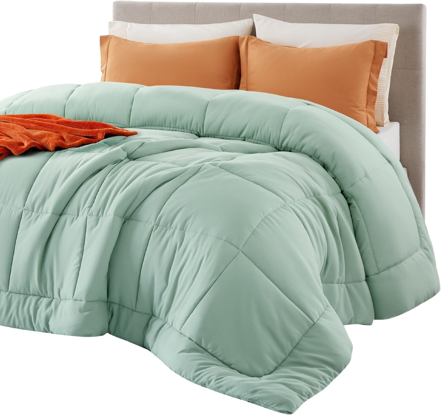 image:imageBedsure Comforter Duvet Insert Quilted Comforters Queen Size All Season Duvet GentleSoft Down Alternative Bedding Blanket with 8 Tabs Gifts for WomenMen White Queen 88 x 88 InchesSage Green