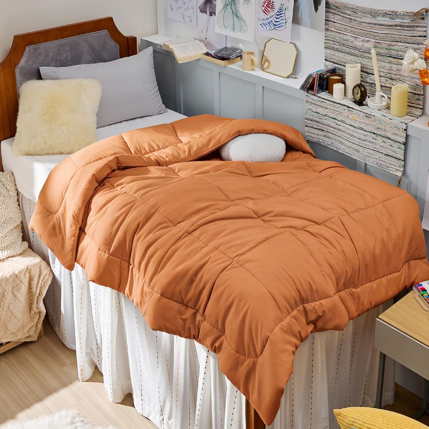 image:imageBedsure Comforter Duvet Insert Quilted Comforters Queen Size All Season Duvet GentleSoft Down Alternative Bedding Blanket with 8 Tabs Gifts for WomenMen White Queen 88 x 88 InchesBurnt Orange