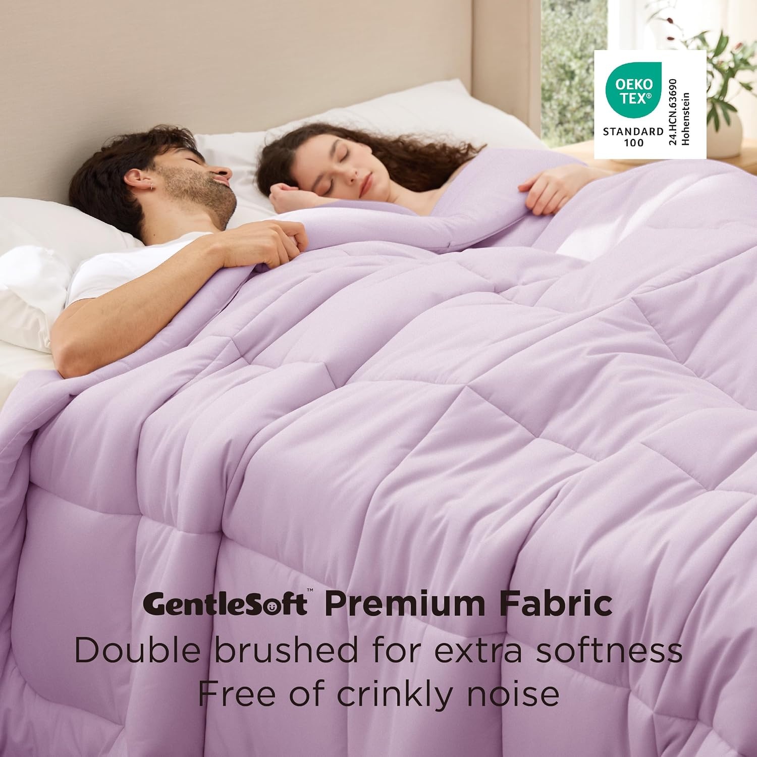 image:imageBedsure Comforter Duvet Insert Quilted Comforters Queen Size All Season Duvet GentleSoft Down Alternative Bedding Blanket with 8 Tabs Gifts for WomenMen White Queen 88 x 88 InchesLight Purple
