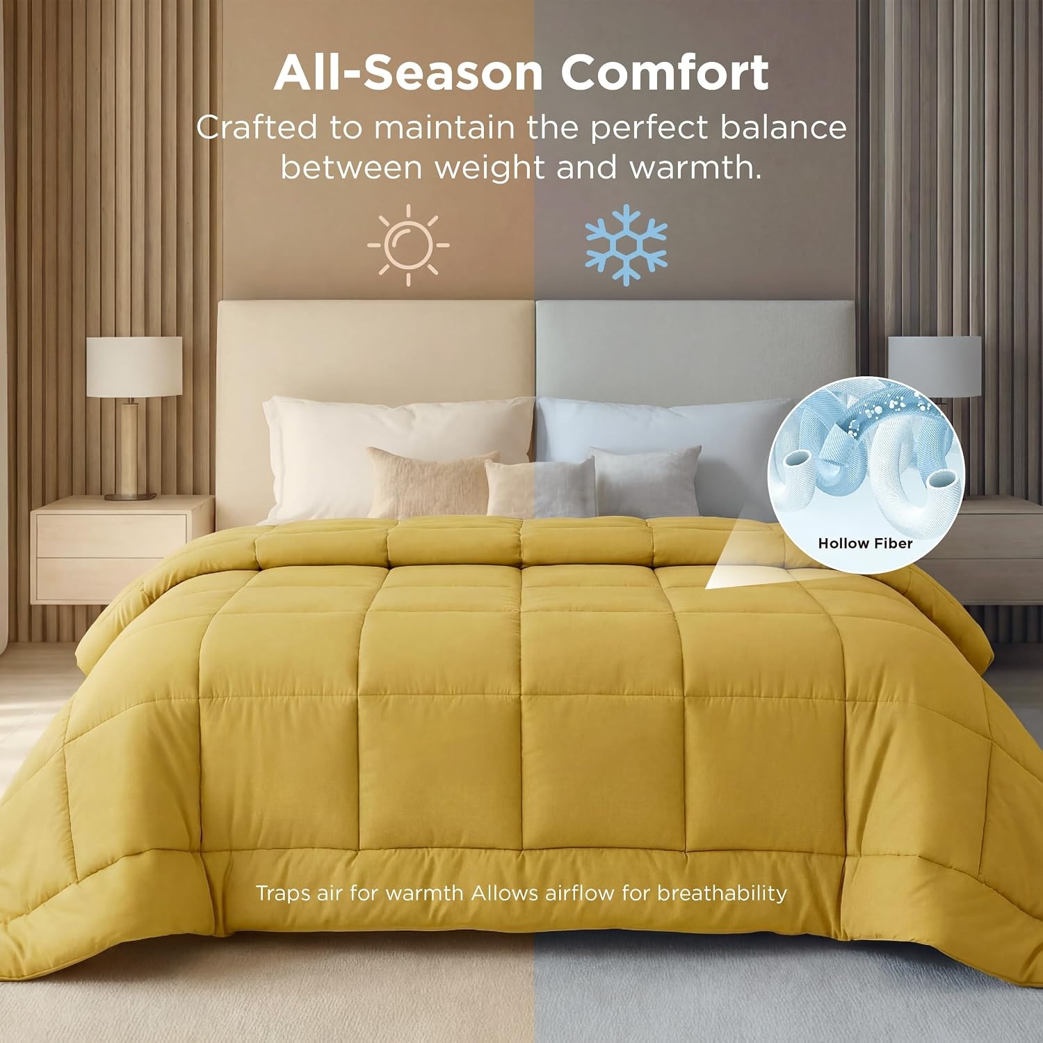 image:imageBedsure Comforter Duvet Insert Quilted Comforters Queen Size All Season Duvet GentleSoft Down Alternative Bedding Blanket with 8 Tabs Gifts for WomenMen White Queen 88 x 88 InchesMustard Yellow
