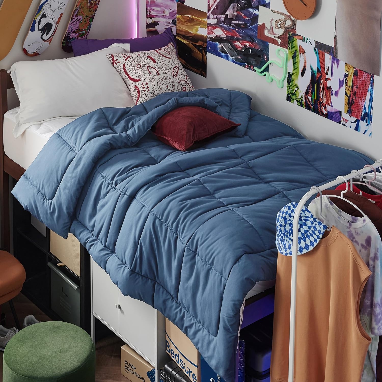 image:imageBedsure Comforter Duvet Insert Quilted Comforters Queen Size All Season Duvet GentleSoft Down Alternative Bedding Blanket with 8 Tabs Gifts for WomenMen White Queen 88 x 88 InchesDusty Blue