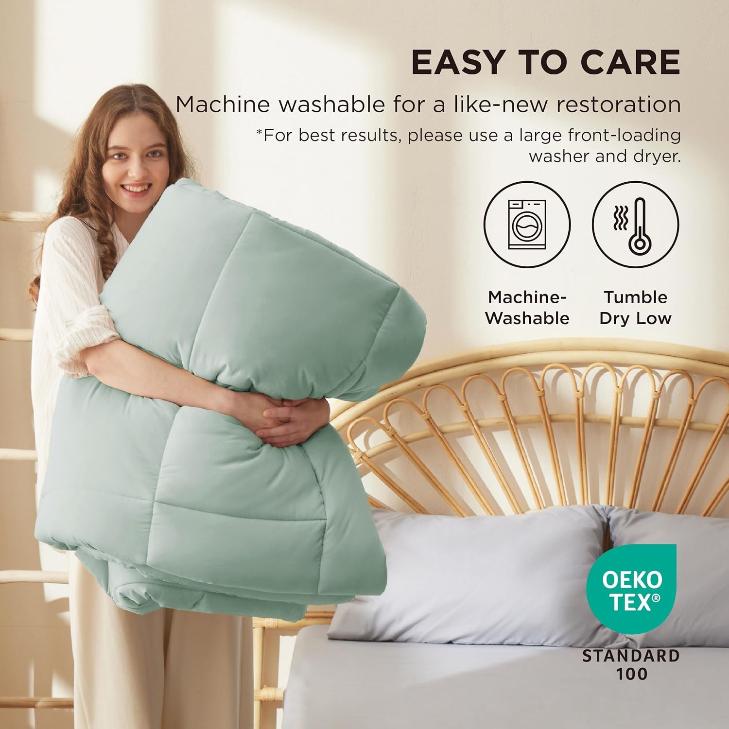 image:imageBedsure Comforter Duvet Insert Quilted Comforters Queen Size All Season Duvet GentleSoft Down Alternative Bedding Blanket with 8 Tabs Gifts for WomenMen White Queen 88 x 88 InchesSage Green