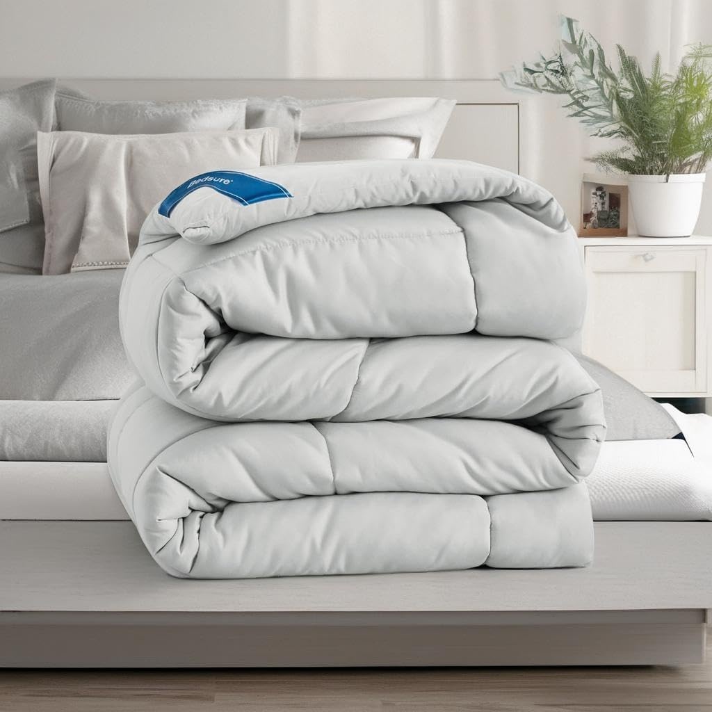 image:imageBedsure Comforter Duvet Insert Quilted Comforters Queen Size All Season Duvet GentleSoft Down Alternative Bedding Blanket with 8 Tabs Gifts for WomenMen White Queen 88 x 88 InchesLight Grey
