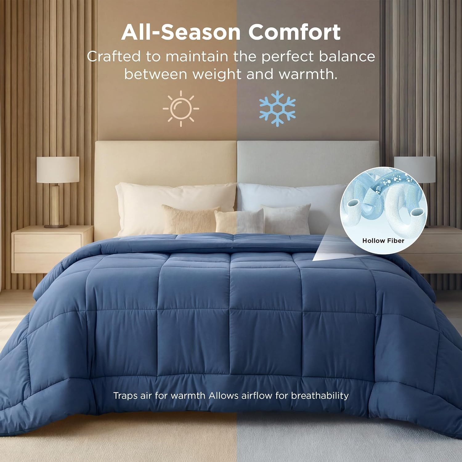 image:imageBedsure Comforter Duvet Insert Quilted Comforters Queen Size All Season Duvet GentleSoft Down Alternative Bedding Blanket with 8 Tabs Gifts for WomenMen White Queen 88 x 88 InchesDusty Blue