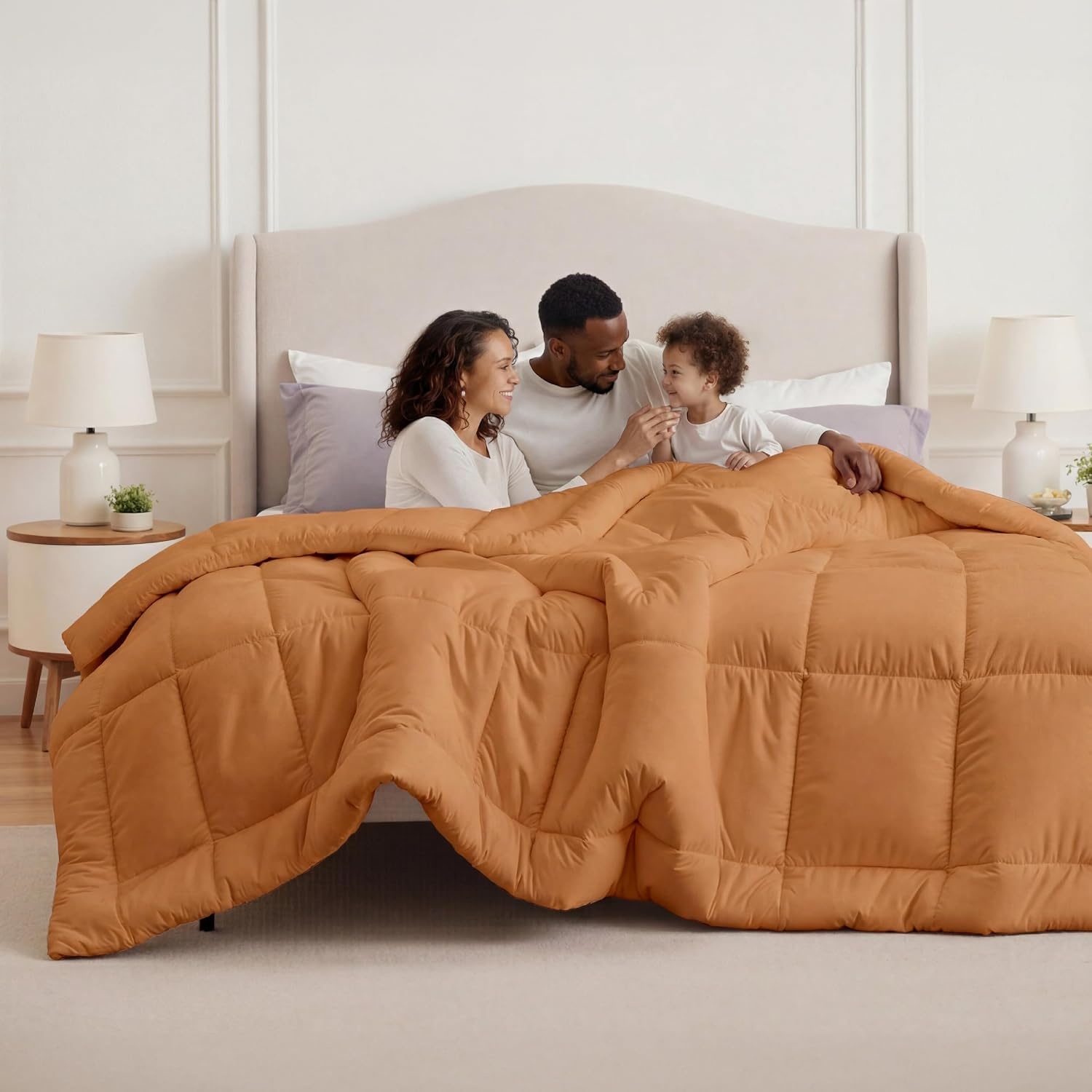 image:imageBedsure Comforter Duvet Insert Quilted Comforters Queen Size All Season Duvet GentleSoft Down Alternative Bedding Blanket with 8 Tabs Gifts for WomenMen White Queen 88 x 88 InchesBurnt Orange
