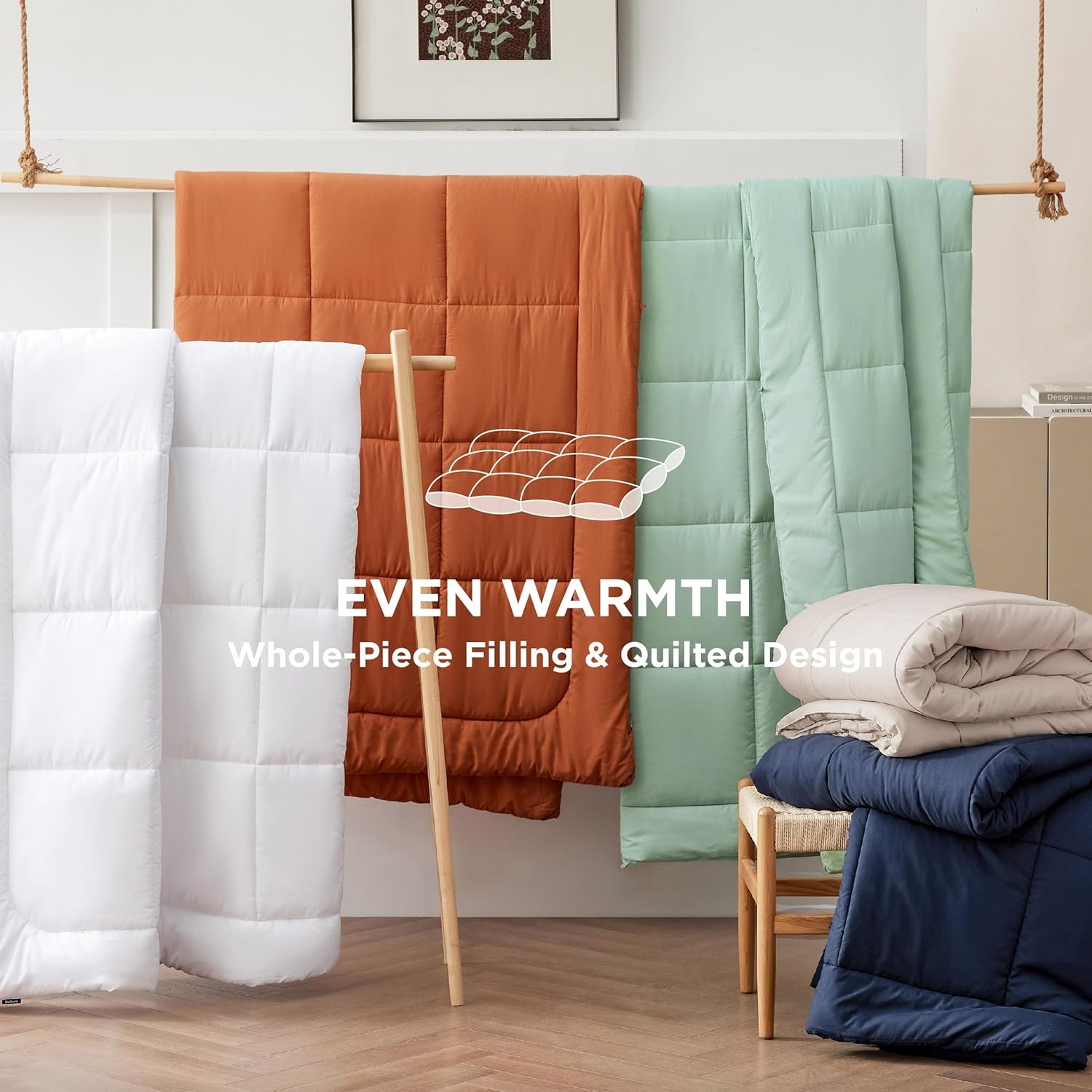 image:imageBedsure Comforter Duvet Insert Quilted Comforters Queen Size All Season Duvet GentleSoft Down Alternative Bedding Blanket with 8 Tabs Gifts for WomenMen White Queen 88 x 88 InchesOlive Green