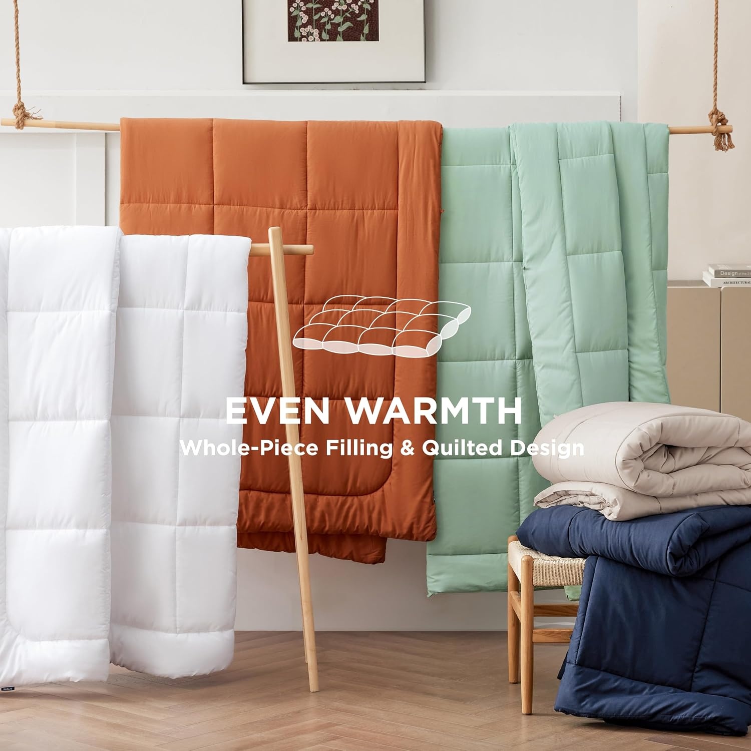 image:imageBedsure Comforter Duvet Insert Quilted Comforters Queen Size All Season Duvet GentleSoft Down Alternative Bedding Blanket with 8 Tabs Gifts for WomenMen White Queen 88 x 88 InchesBurnt Orange