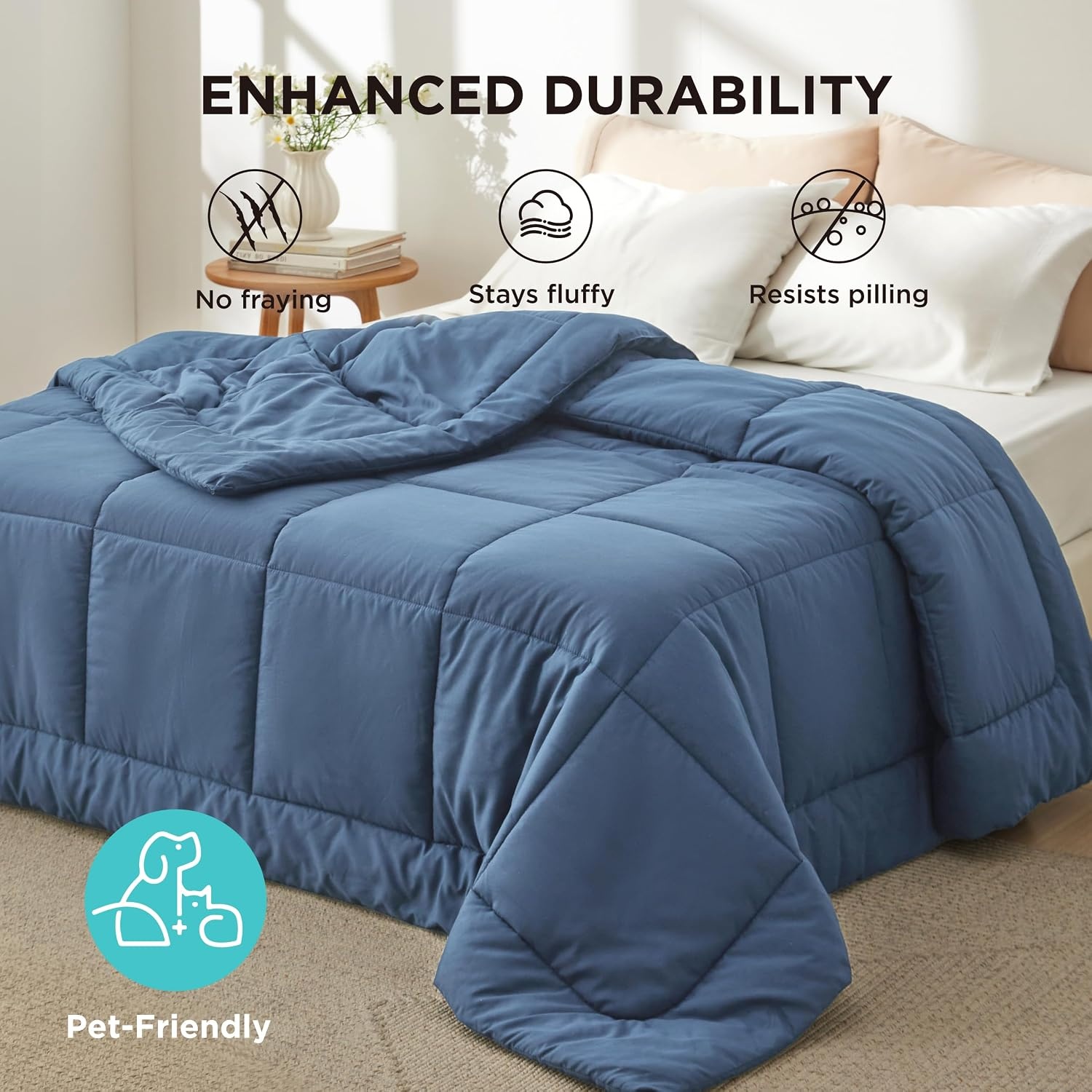 image:imageBedsure Comforter Duvet Insert Quilted Comforters Queen Size All Season Duvet GentleSoft Down Alternative Bedding Blanket with 8 Tabs Gifts for WomenMen White Queen 88 x 88 InchesDusty Blue