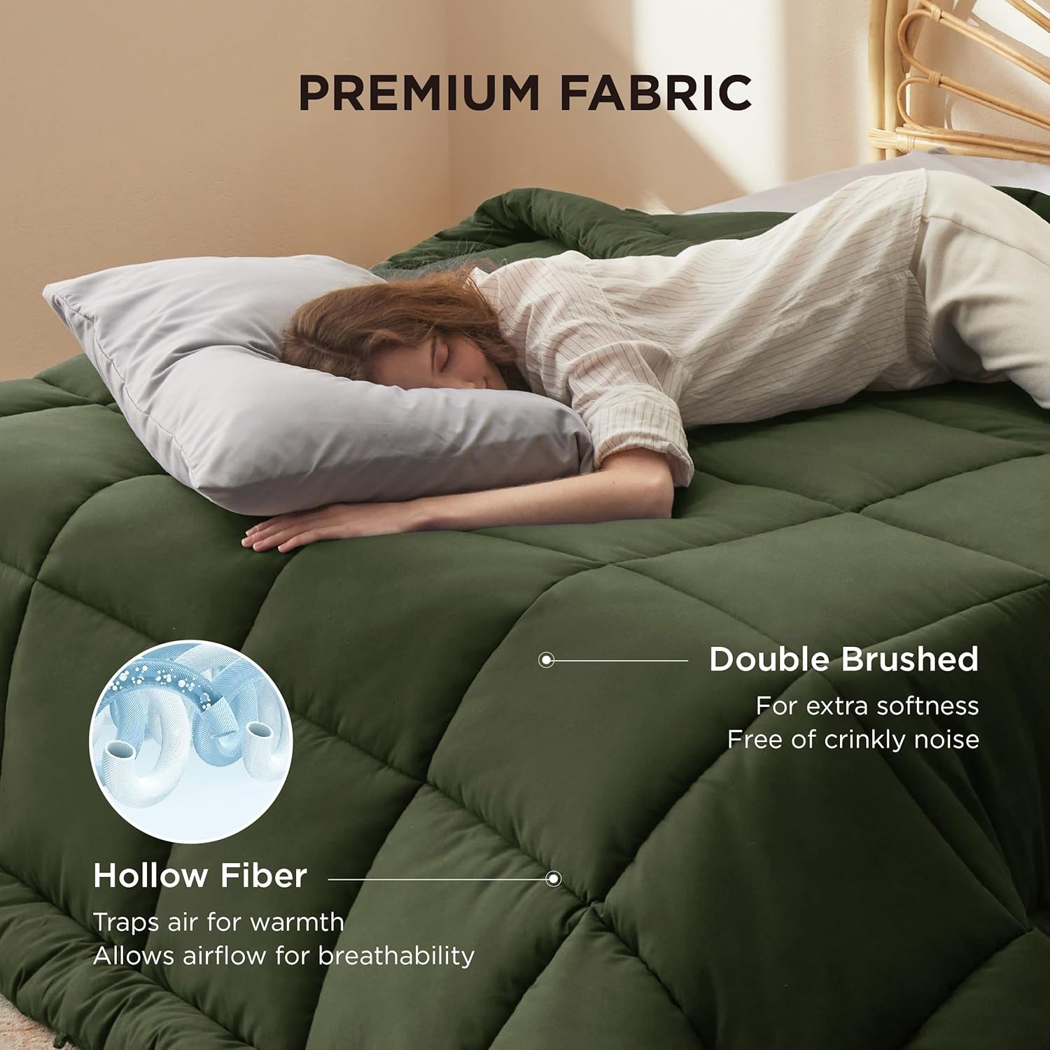 image:imageBedsure Comforter Duvet Insert Quilted Comforters Queen Size All Season Duvet GentleSoft Down Alternative Bedding Blanket with 8 Tabs Gifts for WomenMen White Queen 88 x 88 InchesOlive Green