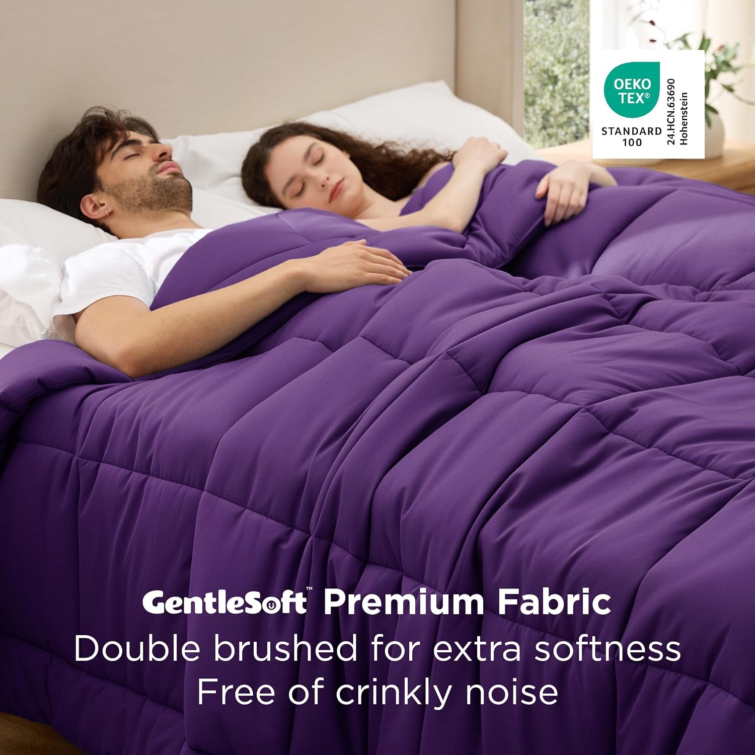 image:imageBedsure Comforter Duvet Insert Quilted Comforters Queen Size All Season Duvet GentleSoft Down Alternative Bedding Blanket with 8 Tabs Gifts for WomenMen White Queen 88 x 88 InchesPurple