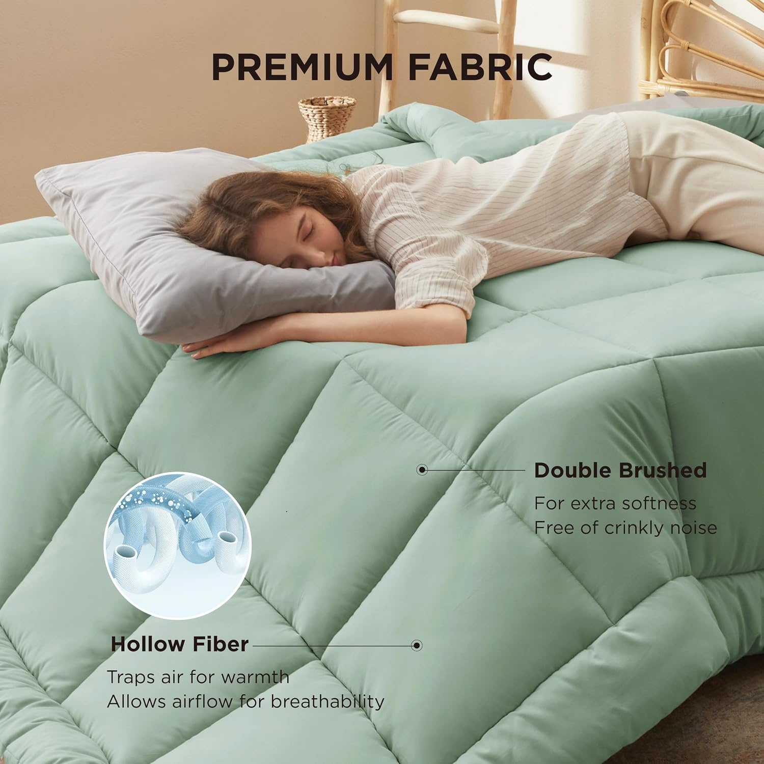 image:imageBedsure Comforter Duvet Insert Quilted Comforters Queen Size All Season Duvet GentleSoft Down Alternative Bedding Blanket with 8 Tabs Gifts for WomenMen White Queen 88 x 88 InchesSage Green