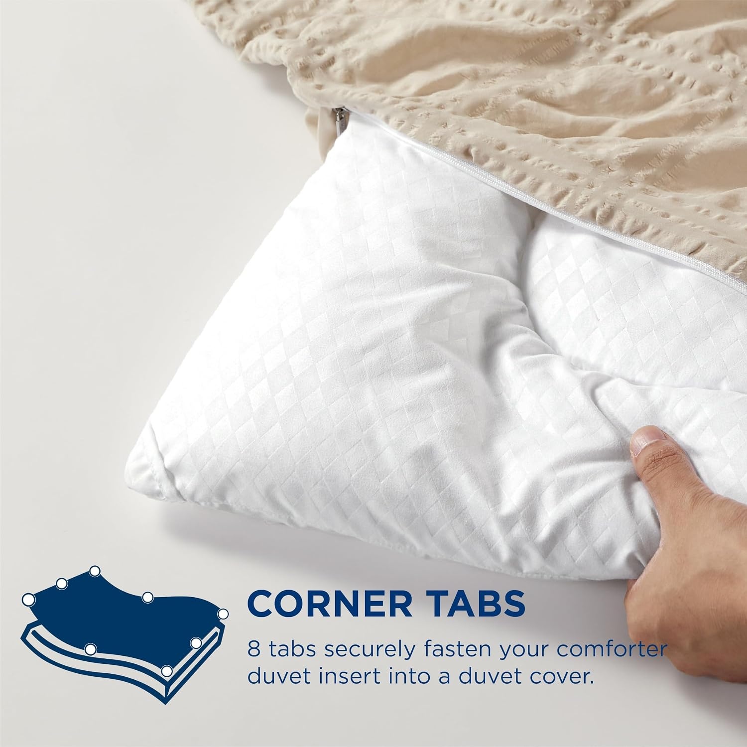 image:imageBedsure Comforter Duvet Insert Quilted Comforters Queen Size All Season Duvet GentleSoft Down Alternative Bedding Blanket with 8 Tabs Gifts for WomenMen White Queen 88 x 88 InchesIvory Stripe Square