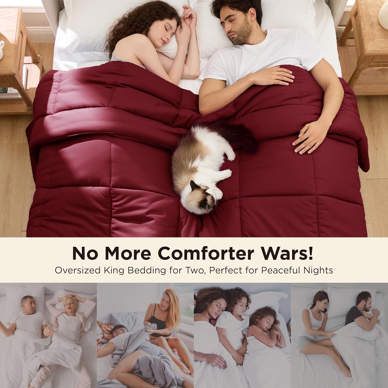 image:imageBedsure Comforter Duvet Insert Quilted Comforters Queen Size All Season Duvet GentleSoft Down Alternative Bedding Blanket with 8 Tabs Gifts for WomenMen White Queen 88 x 88 InchesBurgundy