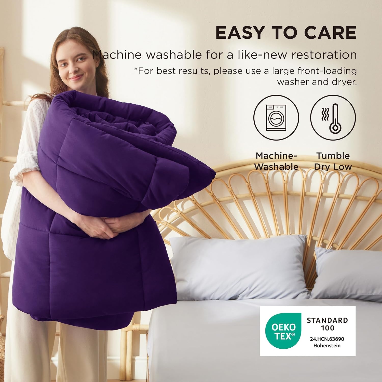 image:imageBedsure Comforter Duvet Insert Quilted Comforters Queen Size All Season Duvet GentleSoft Down Alternative Bedding Blanket with 8 Tabs Gifts for WomenMen White Queen 88 x 88 InchesPurple