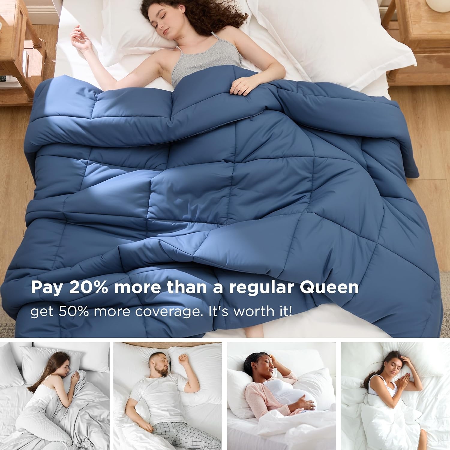 image:imageBedsure Comforter Duvet Insert Quilted Comforters Queen Size All Season Duvet GentleSoft Down Alternative Bedding Blanket with 8 Tabs Gifts for WomenMen White Queen 88 x 88 InchesDusty Blue