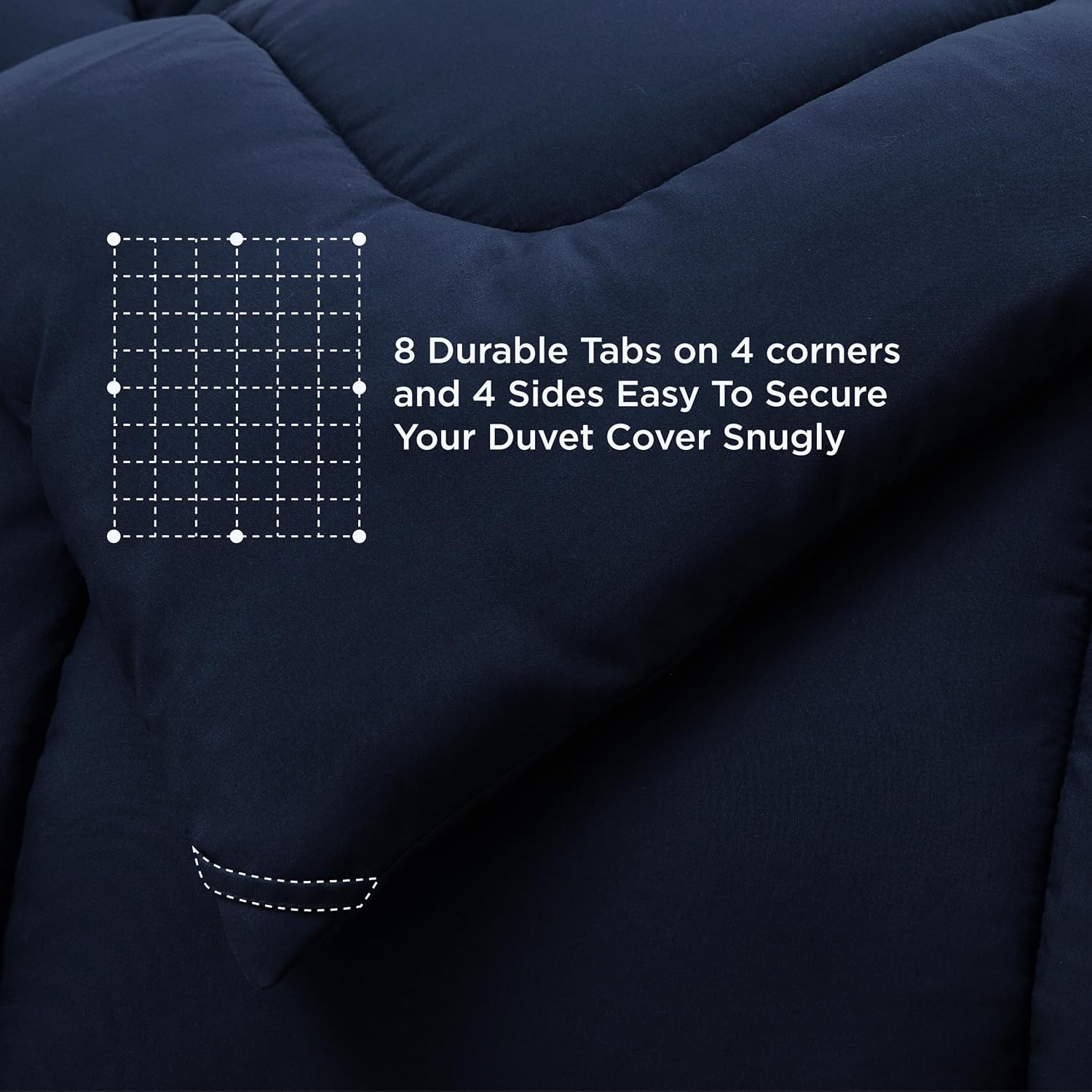image:imageBedsure Comforter Duvet Insert Quilted Comforters Queen Size All Season Duvet GentleSoft Down Alternative Bedding Blanket with 8 Tabs Gifts for WomenMen White Queen 88 x 88 InchesNavy Blue
