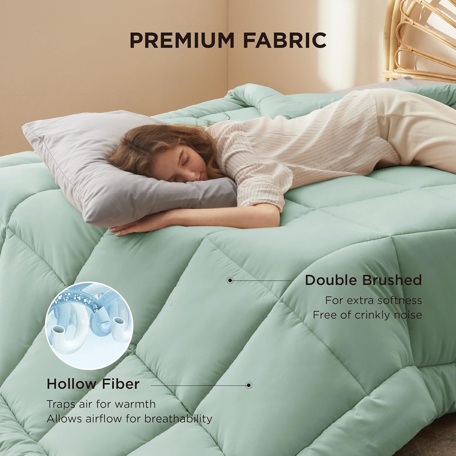 image:imageBedsure Comforter Duvet Insert Quilted Comforters Queen Size All Season Duvet GentleSoft Down Alternative Bedding Blanket with 8 Tabs Gifts for WomenMen White Queen 88 x 88 InchesSage Green