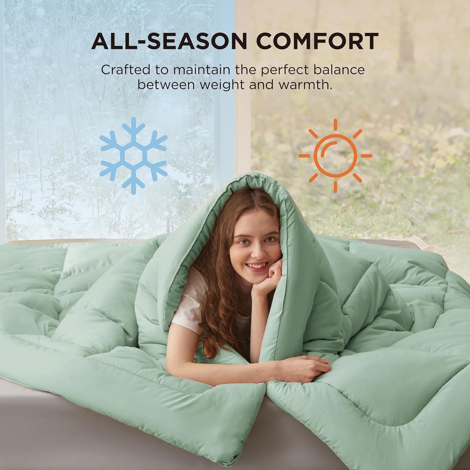 image:imageBedsure Comforter Duvet Insert Quilted Comforters Queen Size All Season Duvet GentleSoft Down Alternative Bedding Blanket with 8 Tabs Gifts for WomenMen White Queen 88 x 88 InchesSage Green