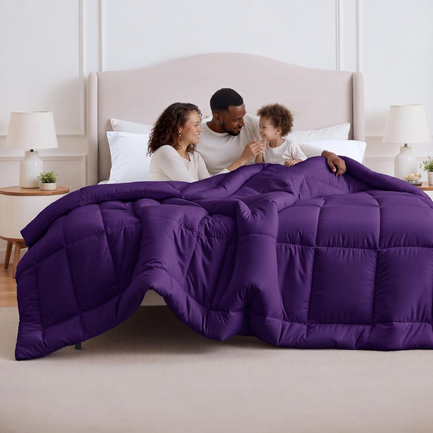 image:imageBedsure Comforter Duvet Insert Quilted Comforters Queen Size All Season Duvet GentleSoft Down Alternative Bedding Blanket with 8 Tabs Gifts for WomenMen White Queen 88 x 88 InchesPurple