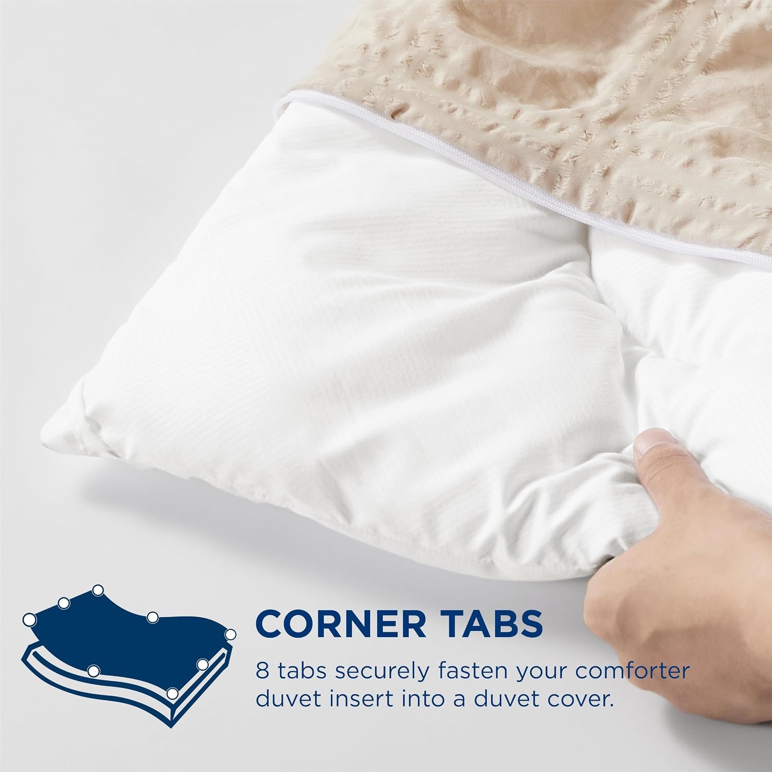 image:imageBedsure Comforter Duvet Insert Quilted Comforters Queen Size All Season Duvet GentleSoft Down Alternative Bedding Blanket with 8 Tabs Gifts for WomenMen White Queen 88 x 88 InchesIvory Stripe Square