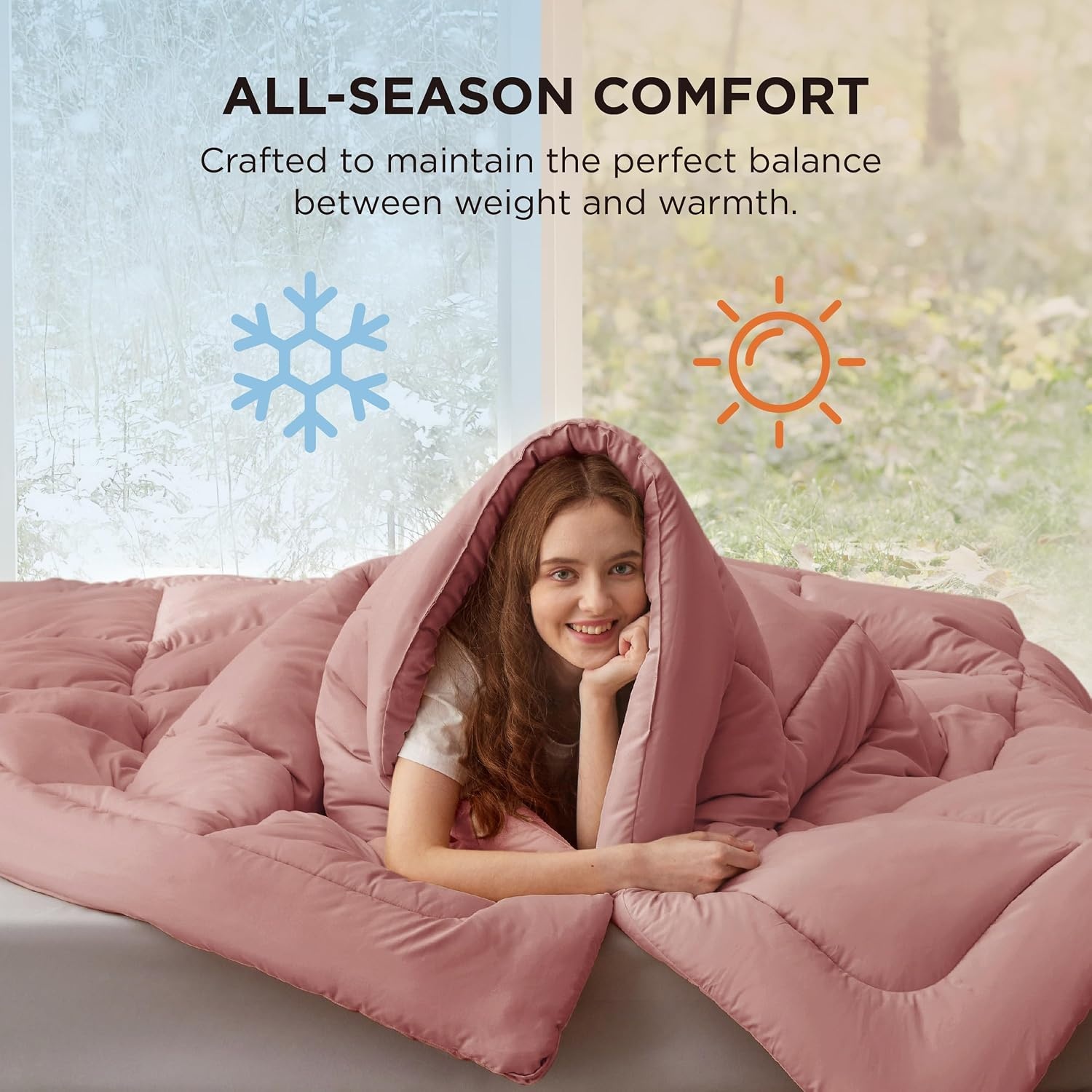 image:imageBedsure Comforter Duvet Insert Quilted Comforters Queen Size All Season Duvet GentleSoft Down Alternative Bedding Blanket with 8 Tabs Gifts for WomenMen White Queen 88 x 88 InchesDusty Pink