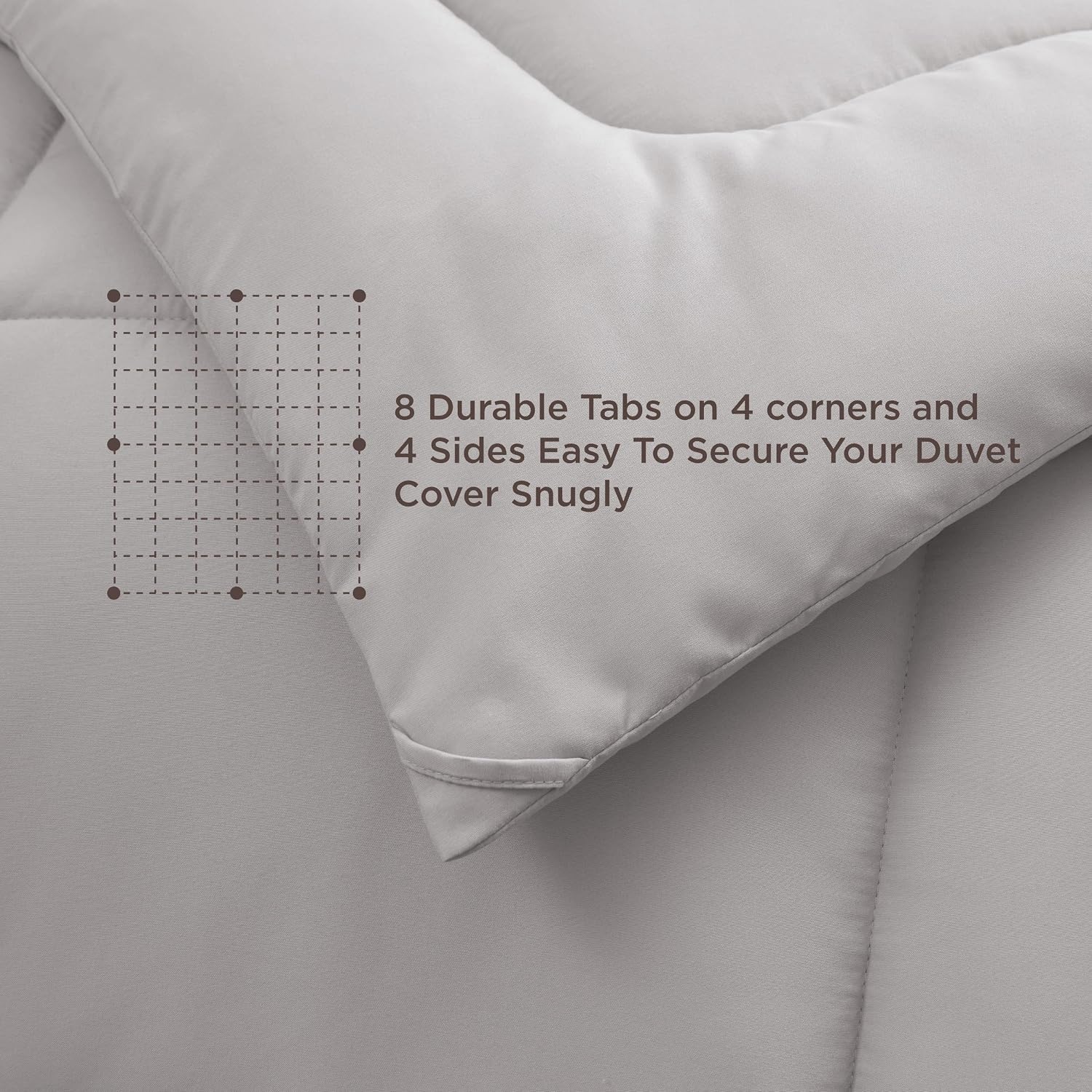 image:imageBedsure Comforter Duvet Insert Quilted Comforters Queen Size All Season Duvet GentleSoft Down Alternative Bedding Blanket with 8 Tabs Gifts for WomenMen White Queen 88 x 88 InchesLight Grey