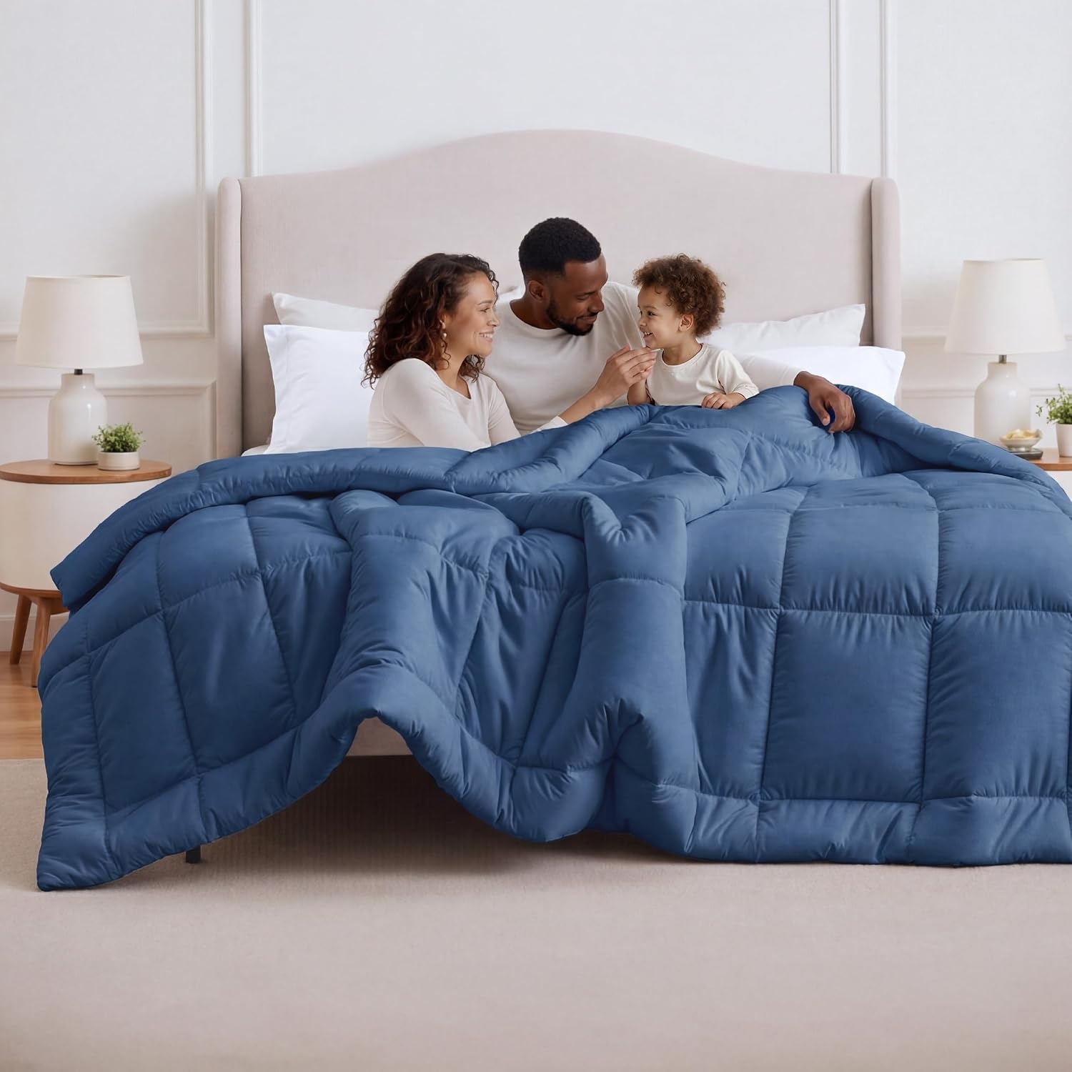 image:imageBedsure Comforter Duvet Insert Quilted Comforters Queen Size All Season Duvet GentleSoft Down Alternative Bedding Blanket with 8 Tabs Gifts for WomenMen White Queen 88 x 88 InchesDusty Blue