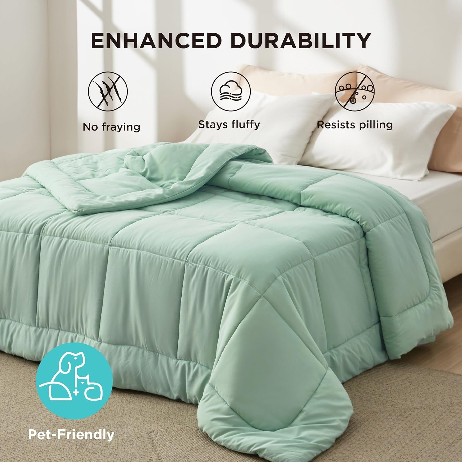 image:imageBedsure Comforter Duvet Insert Quilted Comforters Queen Size All Season Duvet GentleSoft Down Alternative Bedding Blanket with 8 Tabs Gifts for WomenMen White Queen 88 x 88 InchesSage Green