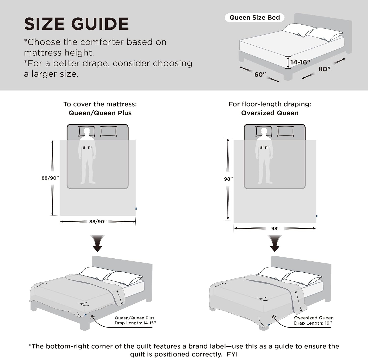 image:imageBedsure Comforter Duvet Insert Quilted Comforters Queen Size All Season Duvet GentleSoft Down Alternative Bedding Blanket with 8 Tabs Gifts for WomenMen White Queen 88 x 88 InchesGrey