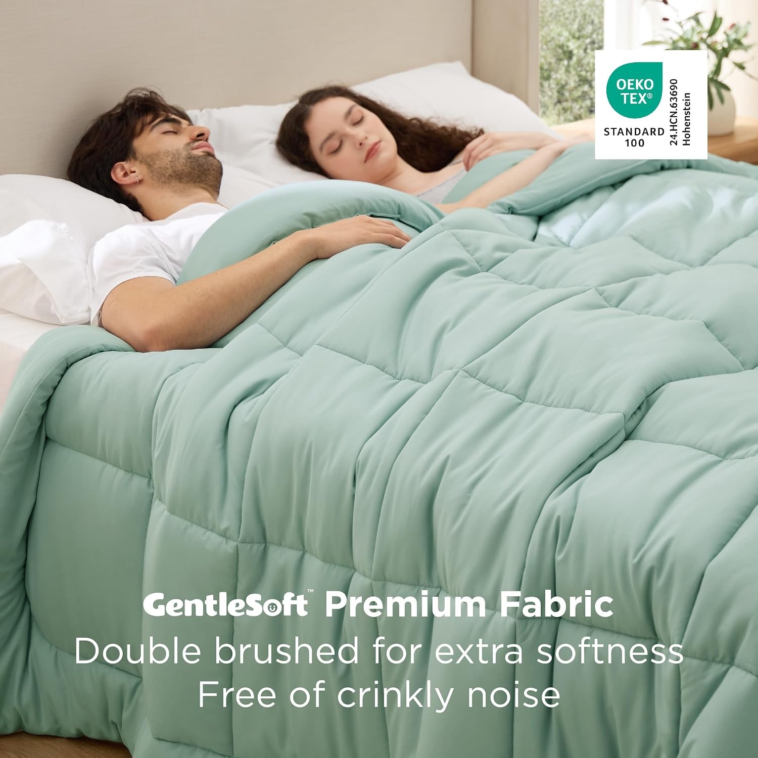 image:imageBedsure Comforter Duvet Insert Quilted Comforters Queen Size All Season Duvet GentleSoft Down Alternative Bedding Blanket with 8 Tabs Gifts for WomenMen White Queen 88 x 88 InchesSage Green