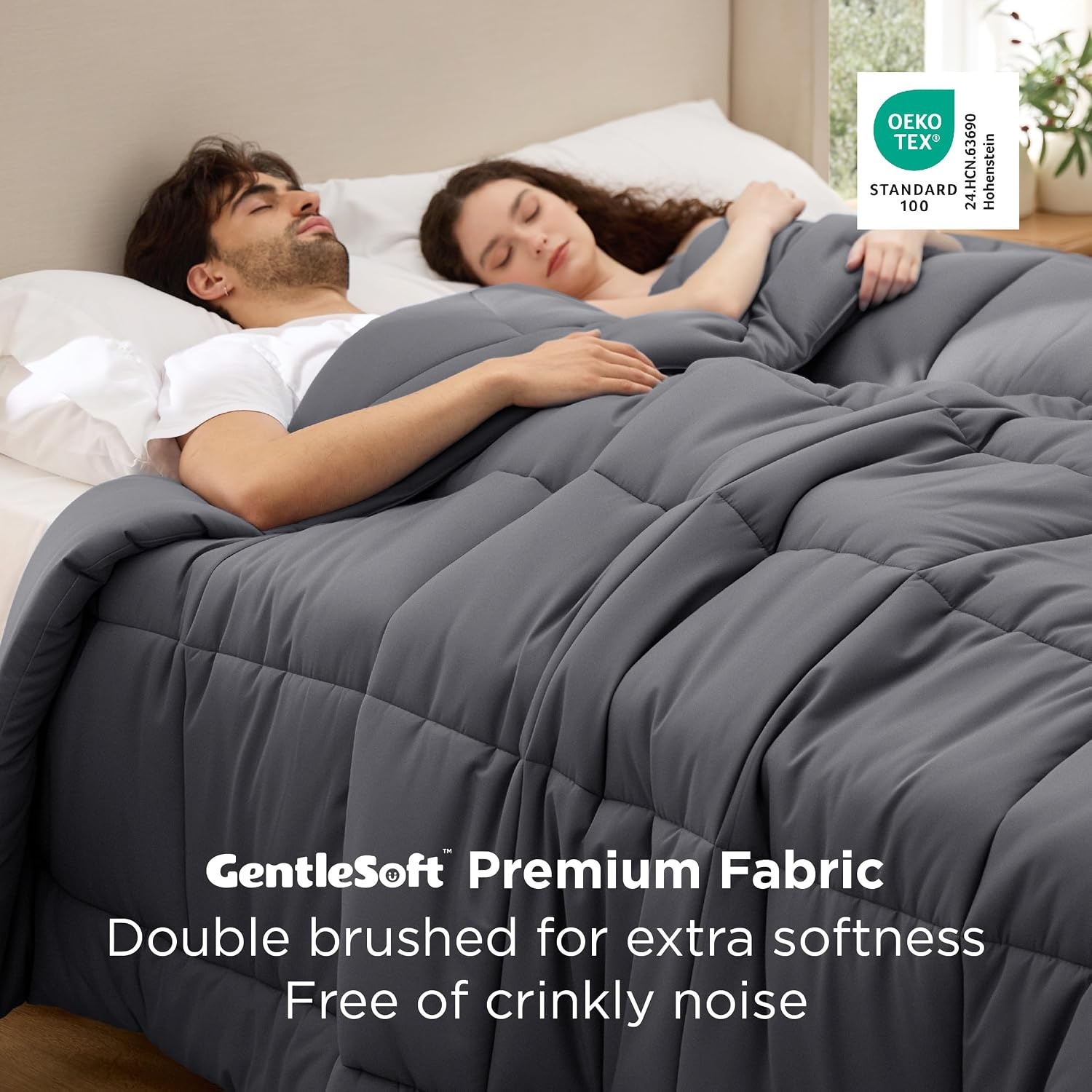 image:imageBedsure Comforter Duvet Insert Quilted Comforters Queen Size All Season Duvet GentleSoft Down Alternative Bedding Blanket with 8 Tabs Gifts for WomenMen White Queen 88 x 88 InchesGrey