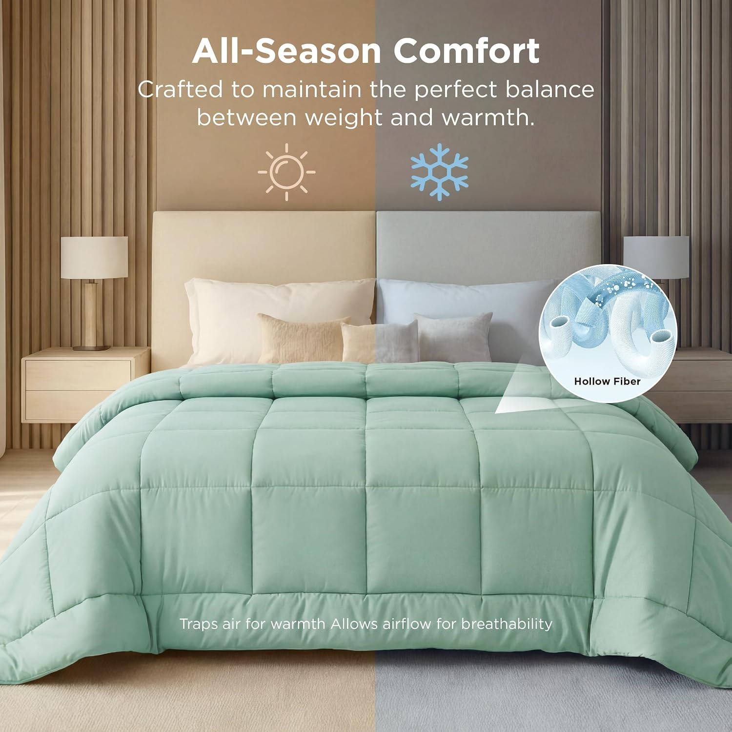 image:imageBedsure Comforter Duvet Insert Quilted Comforters Queen Size All Season Duvet GentleSoft Down Alternative Bedding Blanket with 8 Tabs Gifts for WomenMen White Queen 88 x 88 InchesSage Green