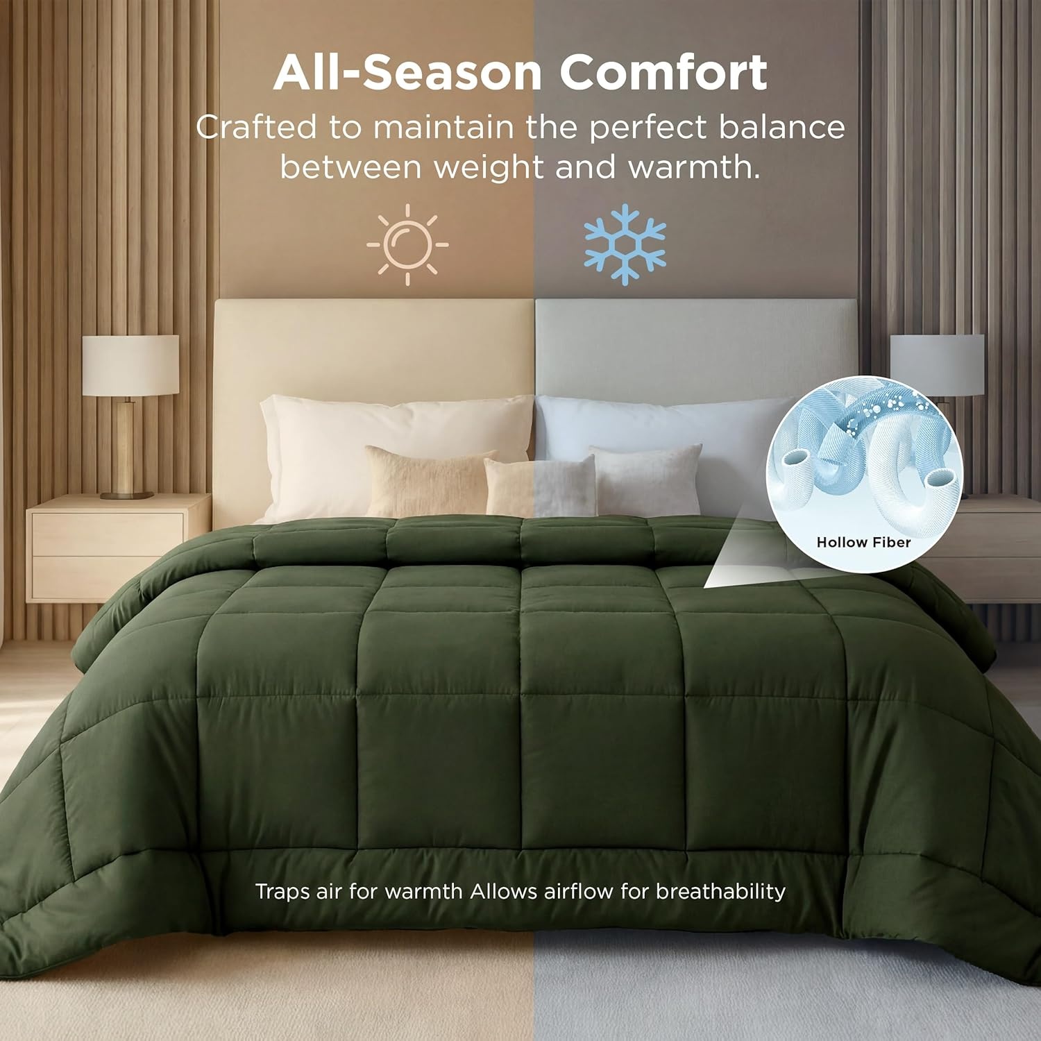 image:imageBedsure Comforter Duvet Insert Quilted Comforters Queen Size All Season Duvet GentleSoft Down Alternative Bedding Blanket with 8 Tabs Gifts for WomenMen White Queen 88 x 88 InchesOlive Green