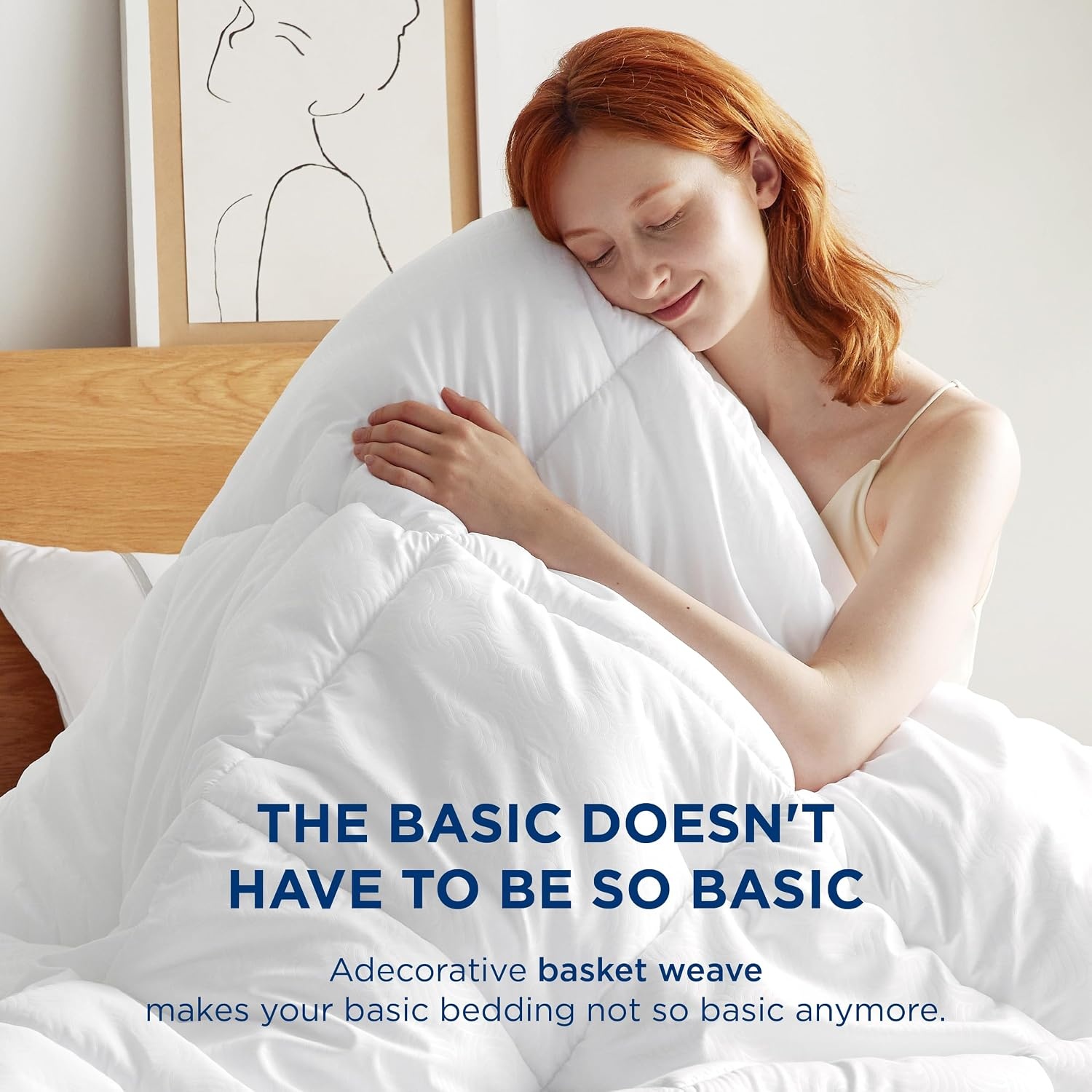 image:imageBedsure Comforter Duvet Insert Quilted Comforters Queen Size All Season Duvet GentleSoft Down Alternative Bedding Blanket with 8 Tabs Gifts for WomenMen White Queen 88 x 88 InchesIvory Stripe Square