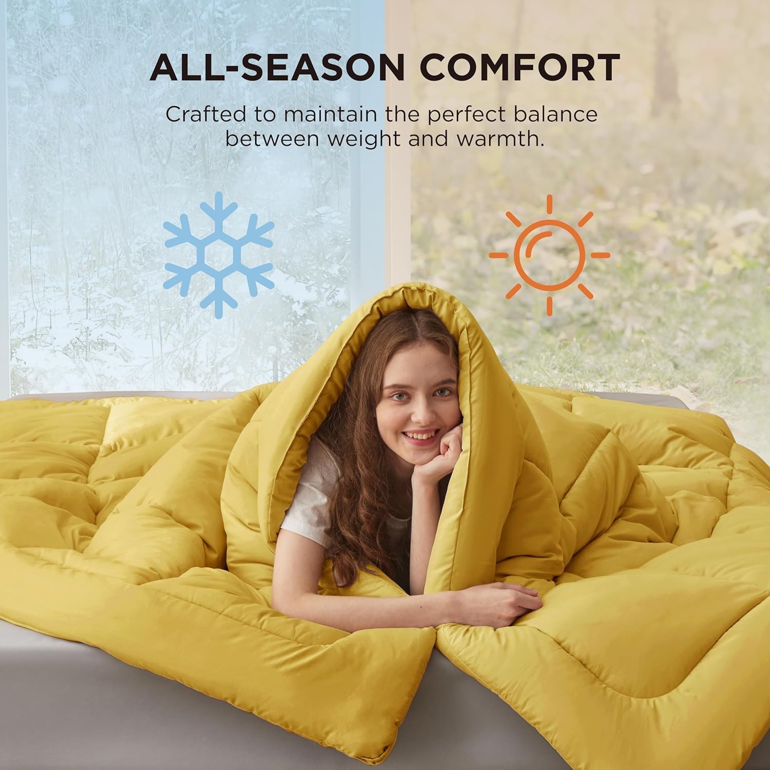 image:imageBedsure Comforter Duvet Insert Quilted Comforters Queen Size All Season Duvet GentleSoft Down Alternative Bedding Blanket with 8 Tabs Gifts for WomenMen White Queen 88 x 88 InchesMustard Yellow