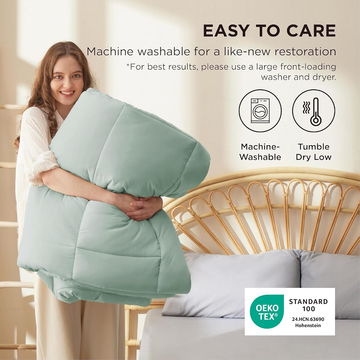 image:imageBedsure Comforter Duvet Insert Quilted Comforters Queen Size All Season Duvet GentleSoft Down Alternative Bedding Blanket with 8 Tabs Gifts for WomenMen White Queen 88 x 88 InchesSage Green