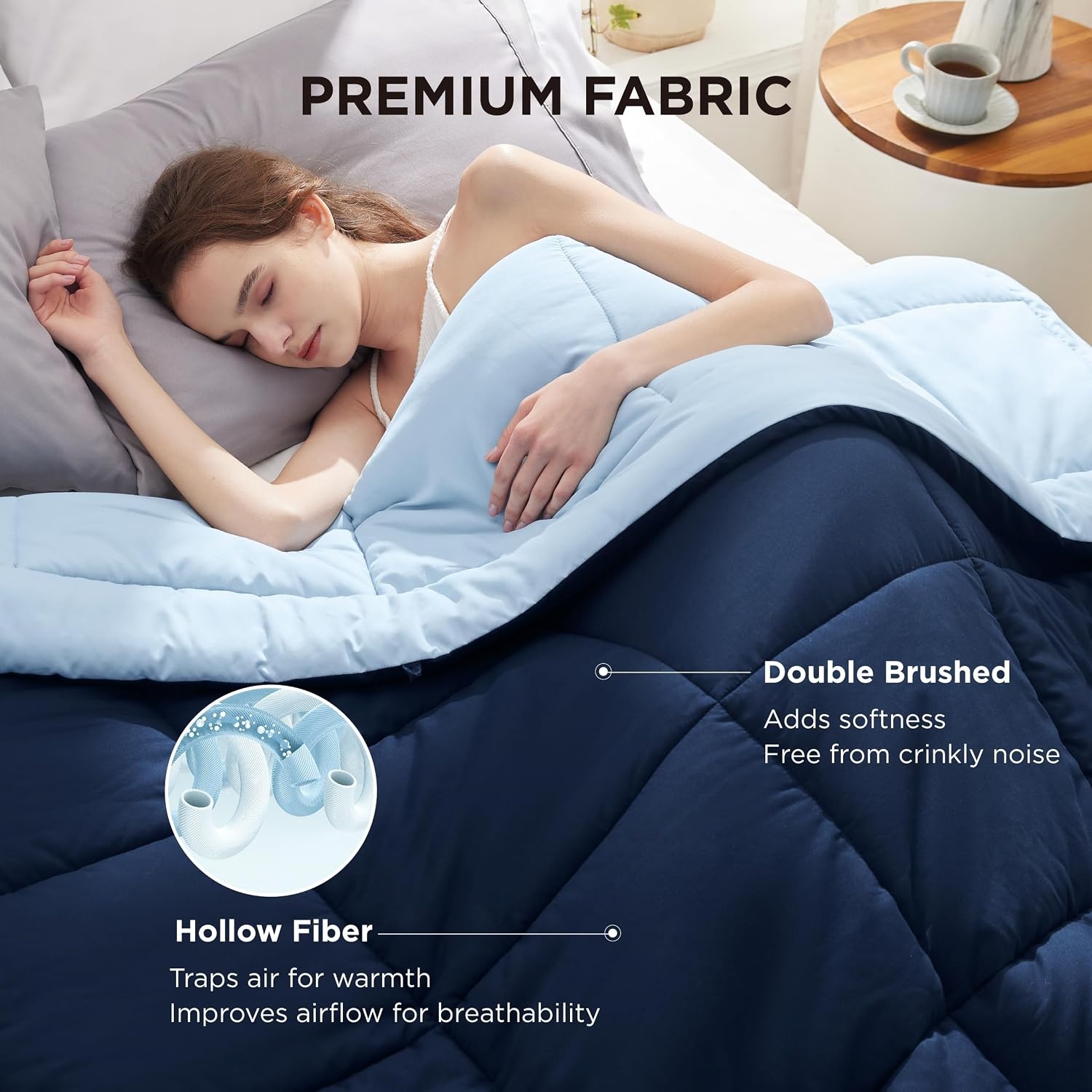 image:imageBedsure Comforters Queen Size Duvet Insert Quilted Down Alternative Comforter Ultra Soft Lightweight Comforter Blanket for Bed with 8 Tabs Machine Washable 88x88 in WhiteNavy BlueBlue