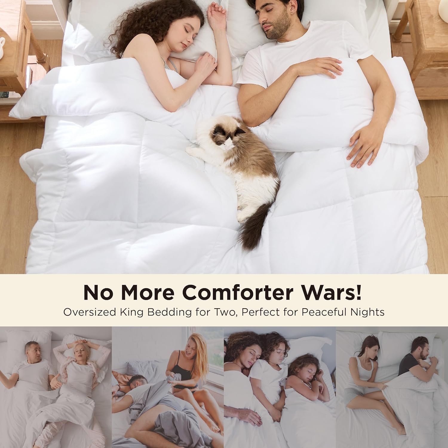 image:imageBedsure Comforters Queen Size Duvet Insert Quilted Down Alternative Comforter Ultra Soft Lightweight Comforter Blanket for Bed with 8 Tabs Machine Washable 88x88 in WhiteWhite