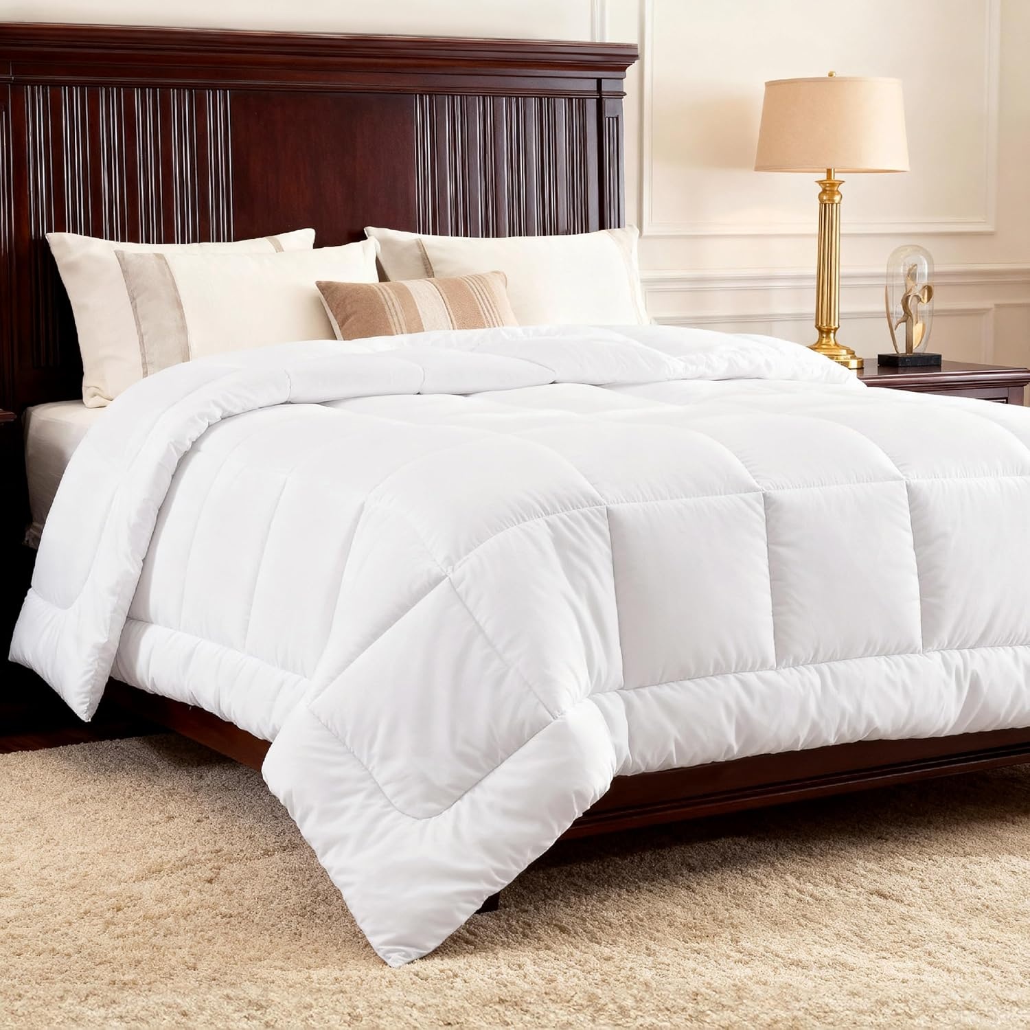 image:imageBedsure Comforters Queen Size Duvet Insert Quilted Down Alternative Comforter Ultra Soft Lightweight Comforter Blanket for Bed with 8 Tabs Machine Washable 88x88 in WhiteWhite