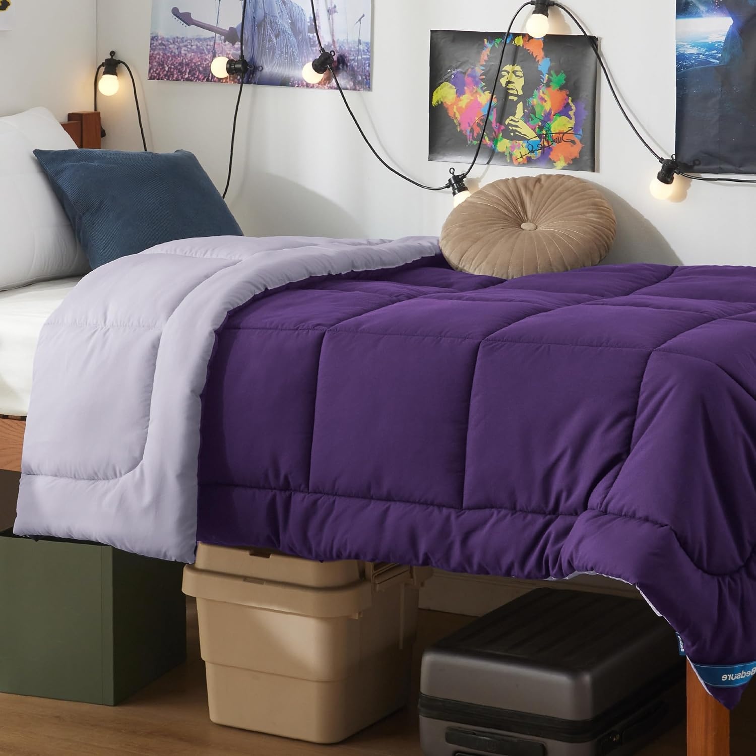 image:imageBedsure Comforters Queen Size Duvet Insert Quilted Down Alternative Comforter Ultra Soft Lightweight Comforter Blanket for Bed with 8 Tabs Machine Washable 88x88 in WhitePurplePale Purple
