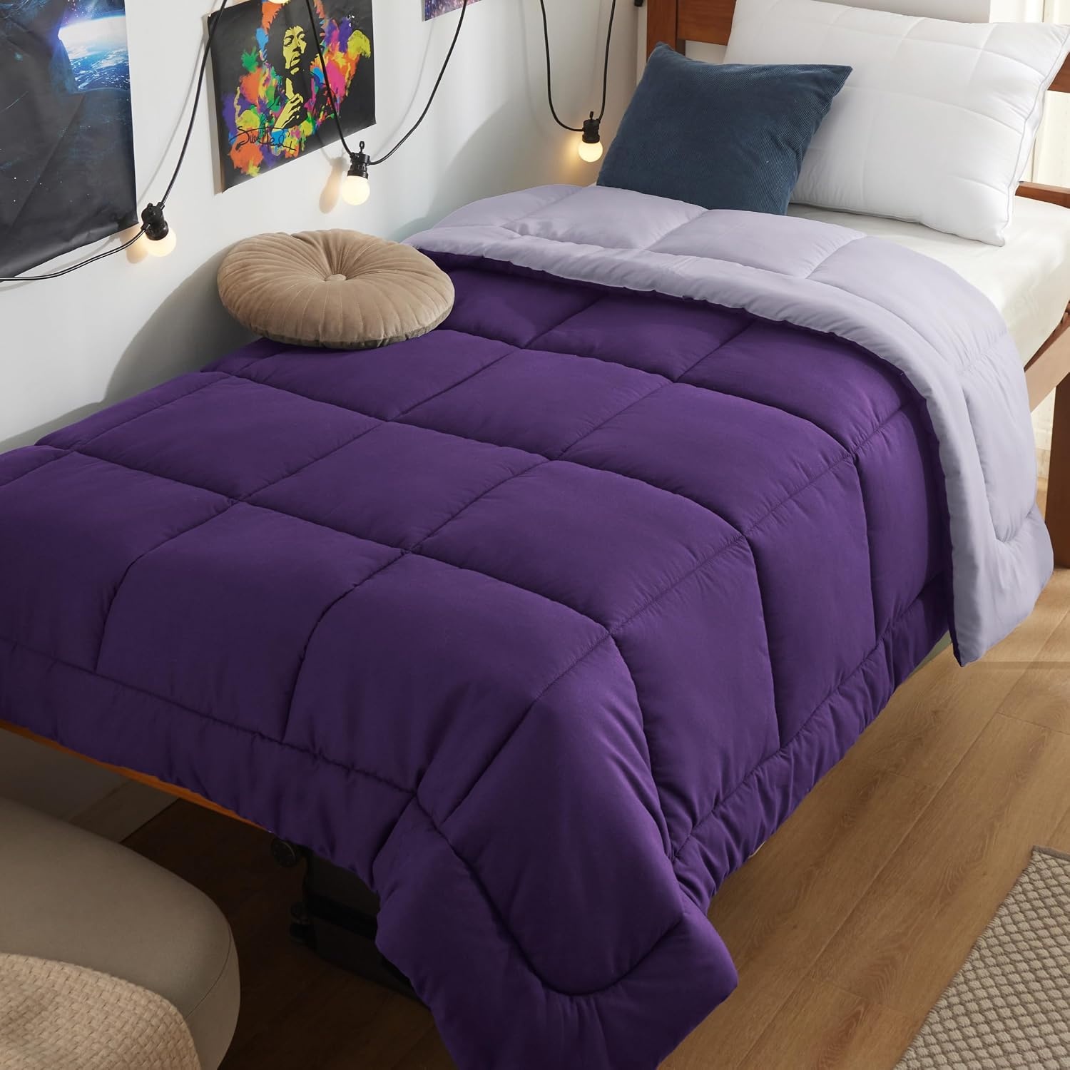 image:imageBedsure Comforters Queen Size Duvet Insert Quilted Down Alternative Comforter Ultra Soft Lightweight Comforter Blanket for Bed with 8 Tabs Machine Washable 88x88 in WhitePurplePale Purple