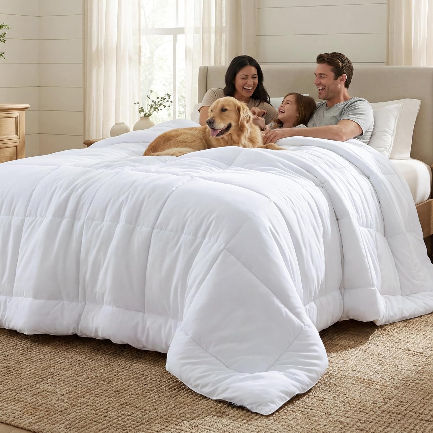 image:imageBedsure Comforters Queen Size Duvet Insert Quilted Down Alternative Comforter Ultra Soft Lightweight Comforter Blanket for Bed with 8 Tabs Machine Washable 88x88 in WhiteWhite
