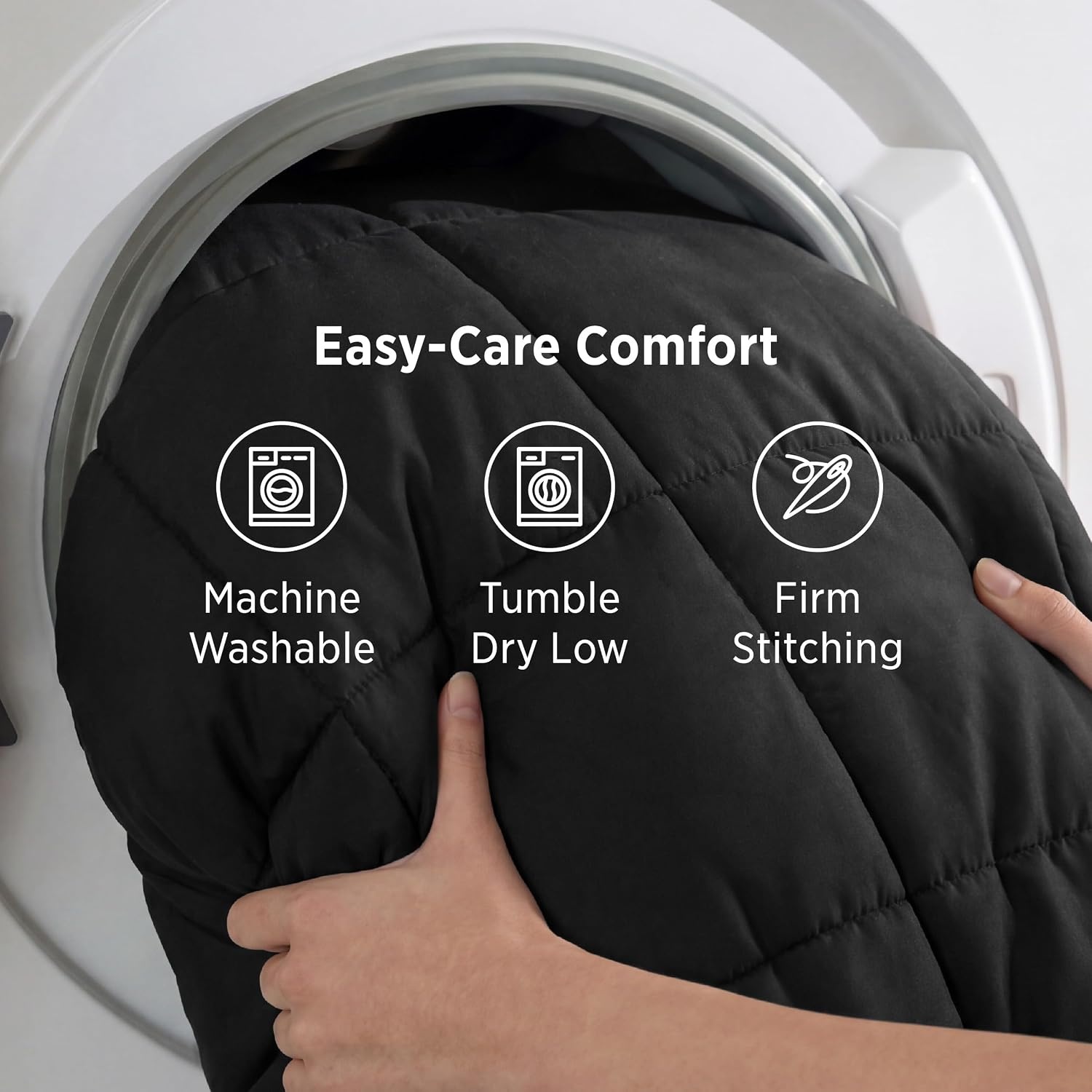 image:imageBedsure Comforters Queen Size Duvet Insert Quilted Down Alternative Comforter Ultra Soft Lightweight Comforter Blanket for Bed with 8 Tabs Machine Washable 88x88 in WhiteBlackGrey