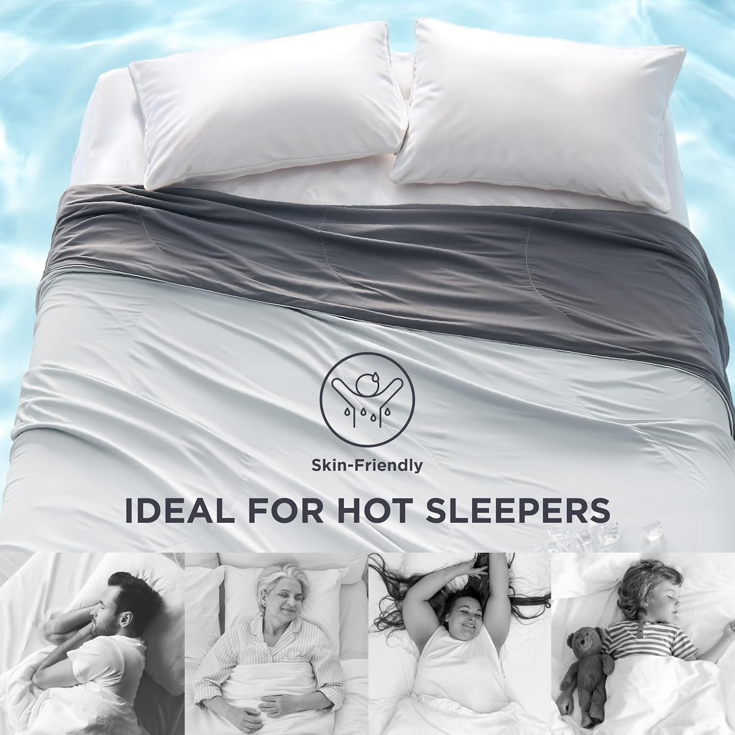 image:imageBedsure Cooling Blankets for Hot Sleepers Cooling Comforter Ice Cold Summer Blanket Queen Size for Bed Lightweight Breathable DoubleSided Comforter for Night Sweats Blue 90x90 InchesGrey
