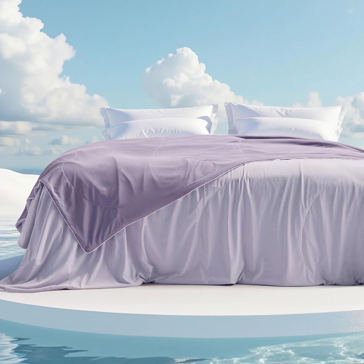 image:imageBedsure Cooling Blankets for Hot Sleepers Cooling Comforter Ice Cold Summer Blanket Queen Size for Bed Lightweight Breathable DoubleSided Comforter for Night Sweats Blue 90x90 InchesLavender