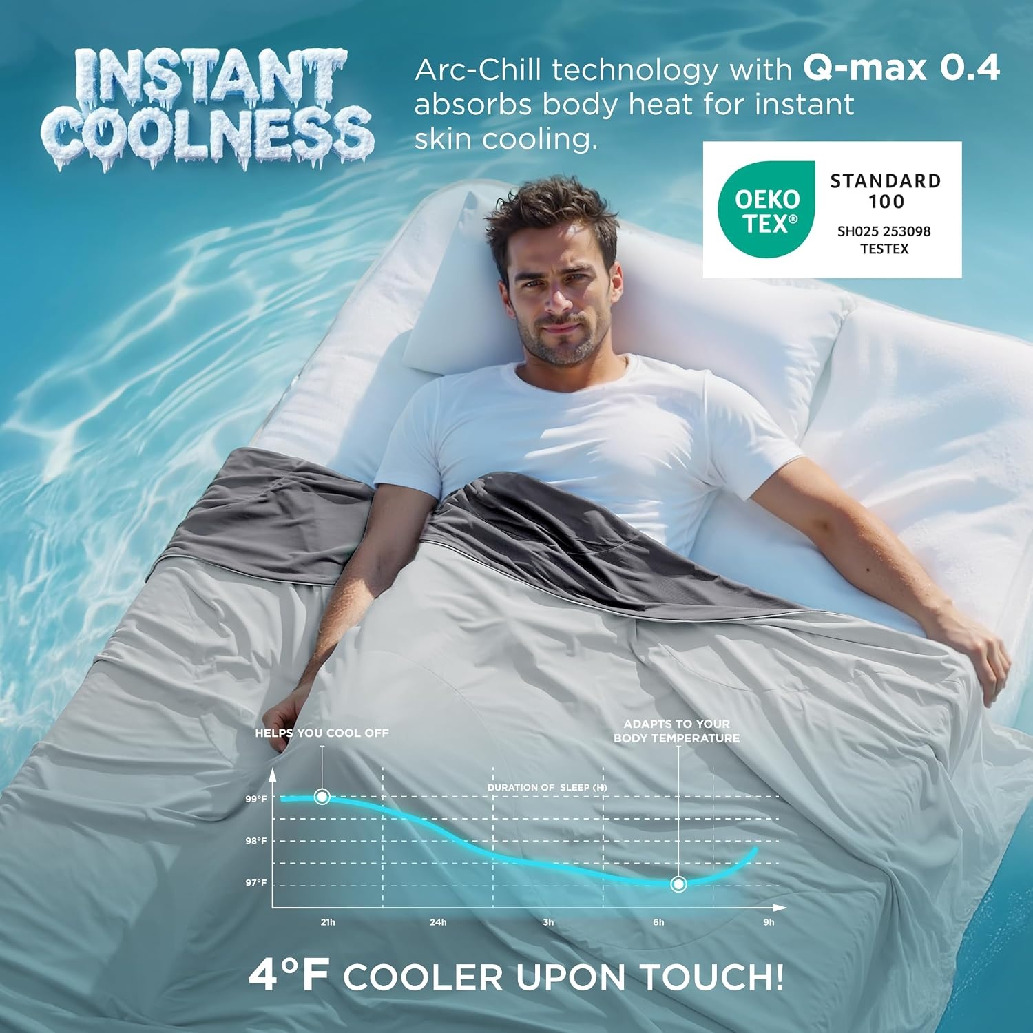 image:imageBedsure Cooling Blankets for Hot Sleepers Cooling Comforter Ice Cold Summer Blanket Queen Size for Bed Lightweight Breathable DoubleSided Comforter for Night Sweats Blue 90x90 InchesGrey