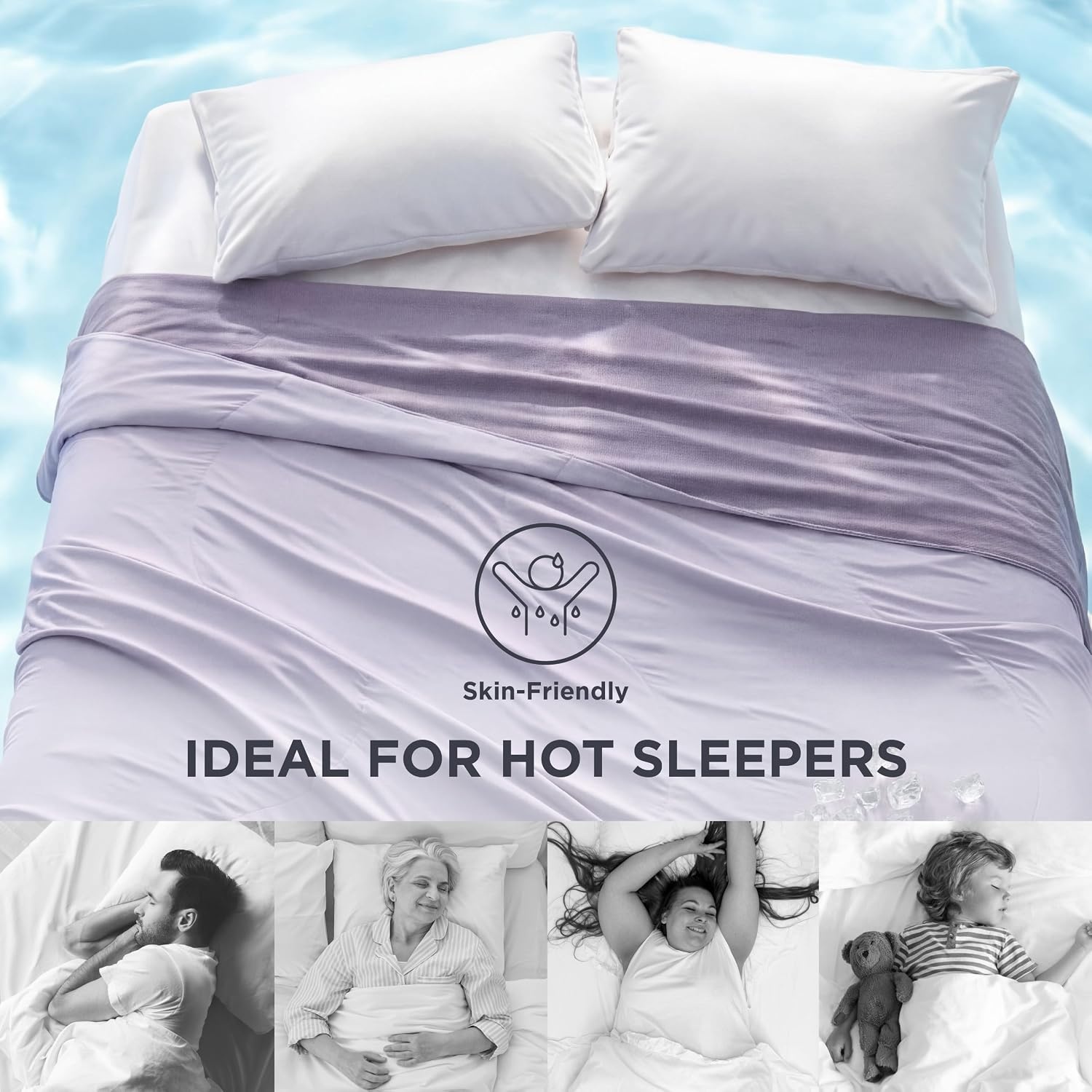 image:imageBedsure Cooling Blankets for Hot Sleepers Cooling Comforter Ice Cold Summer Blanket Queen Size for Bed Lightweight Breathable DoubleSided Comforter for Night Sweats Blue 90x90 InchesLavender